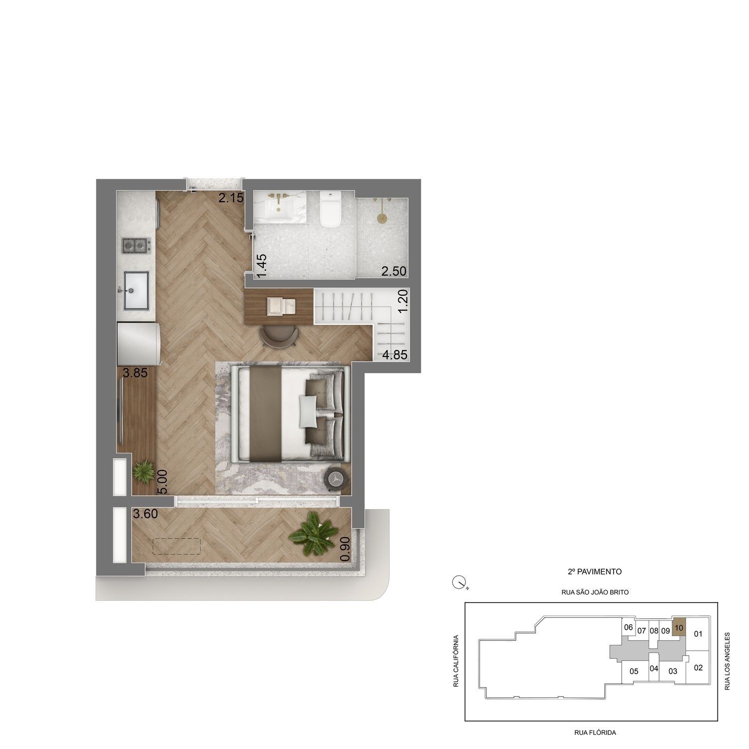 ESCAPE Brooklin - Planta Planta Studio 31m²