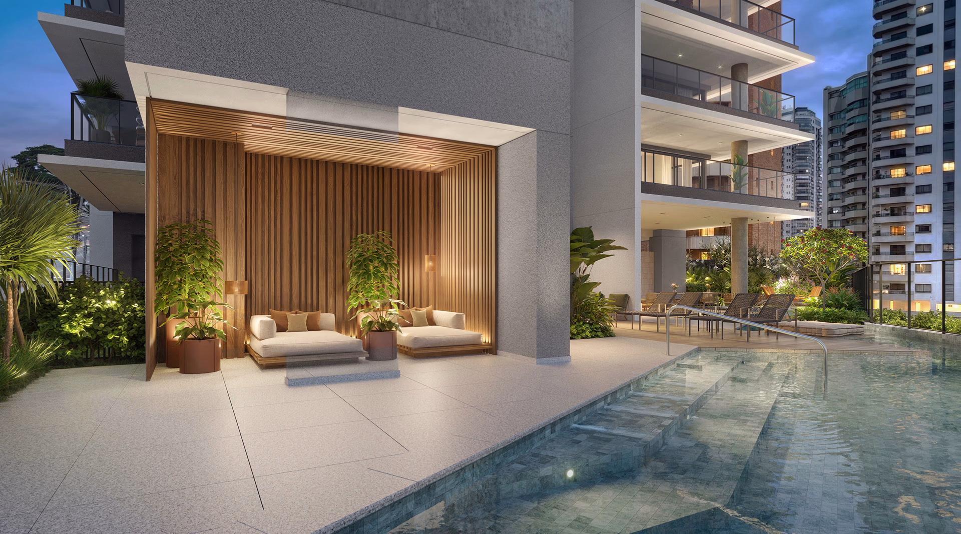 Espaço zen do Helbor Lens Moema com área de meditação e relaxamento em Moema, São Paulo