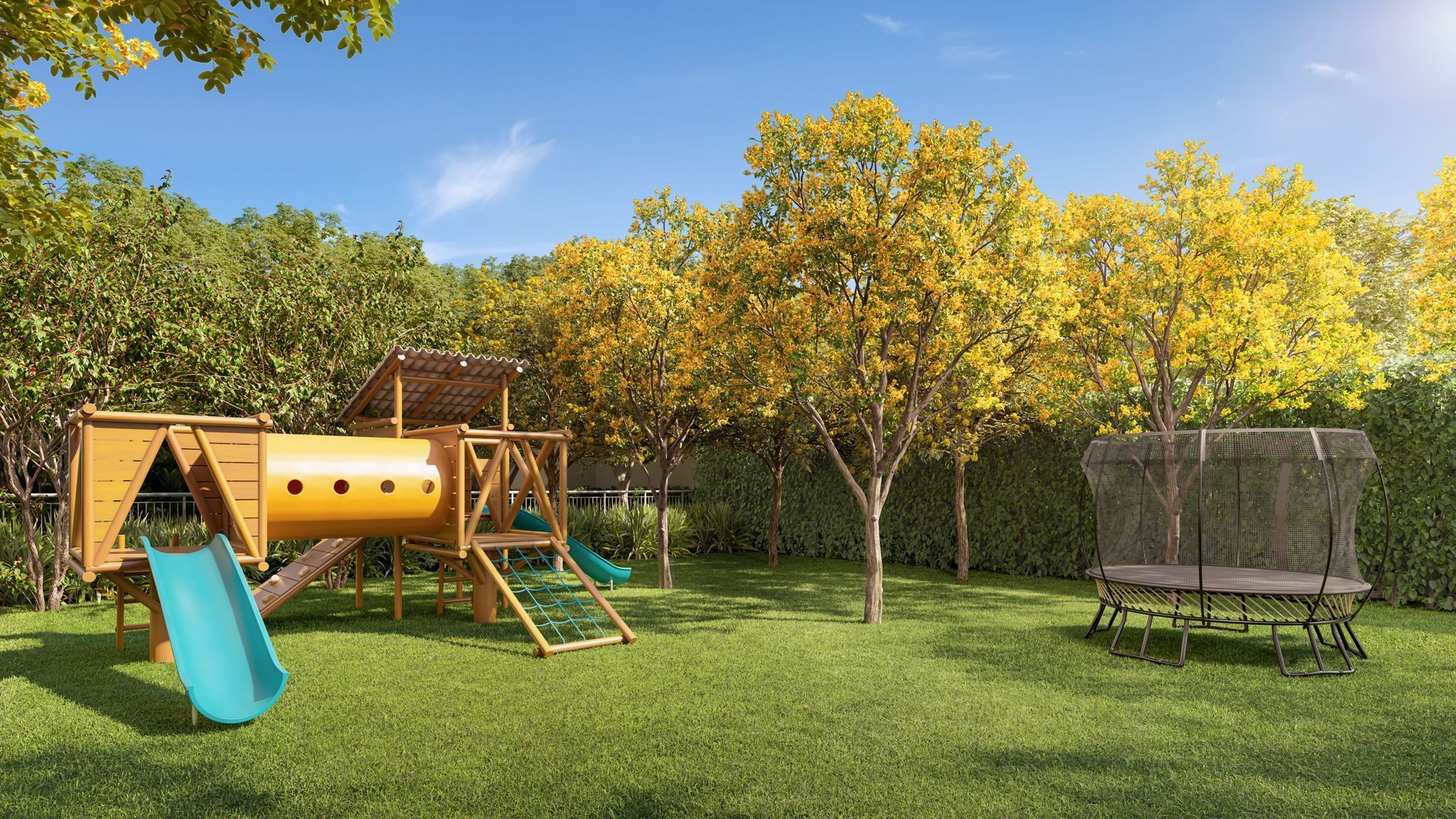 The Grand Residence — área de lazer infantil com playground coberto — curadoria iApartamentos — Brooklin