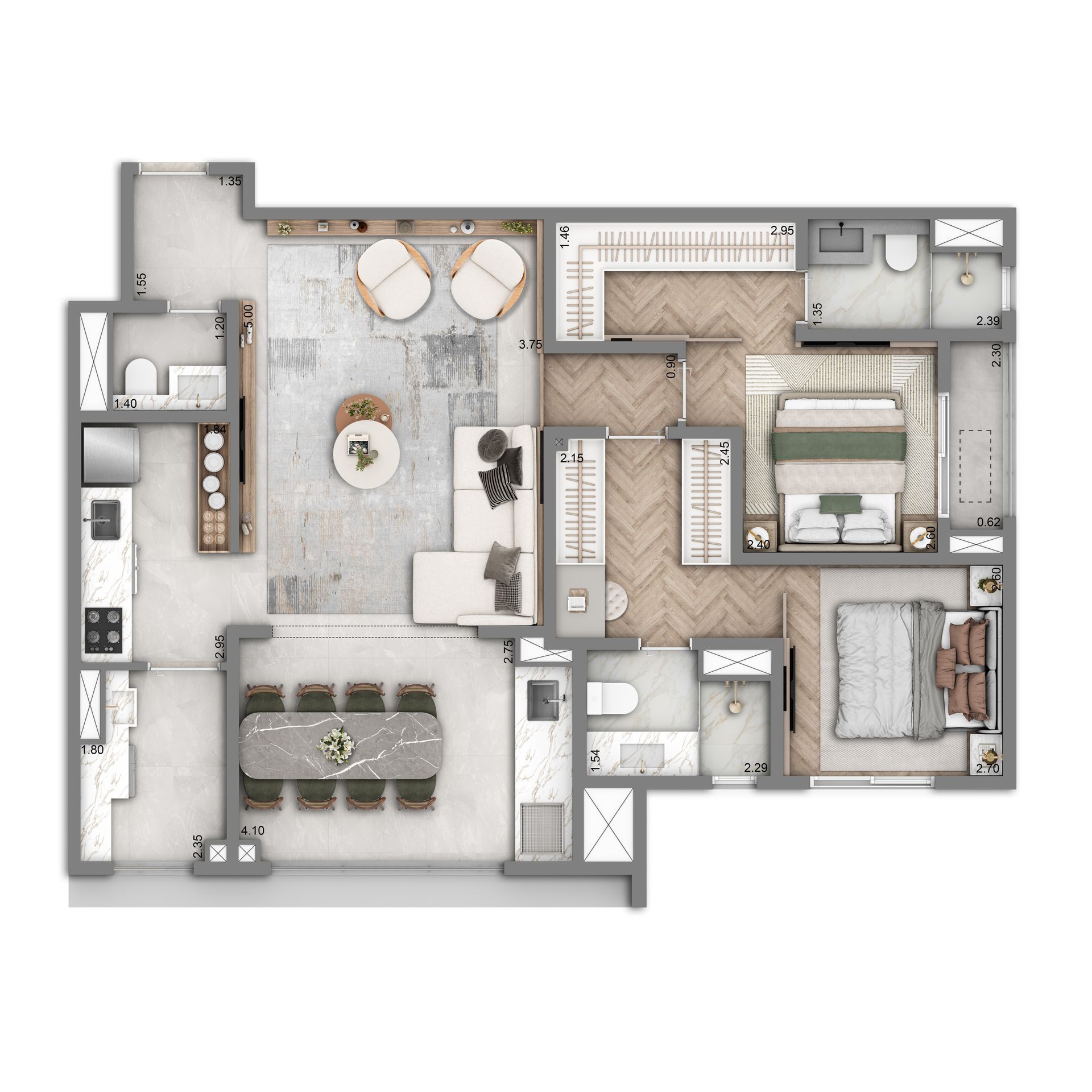 The Grand Residence — planta tipo 88m² padrão — curadoria iApartamentos — Brooklin