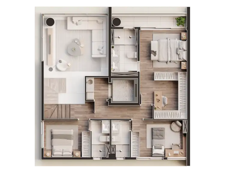 AIKÁ Moema - Planta Duplex de 173m² (Piso Superior) 