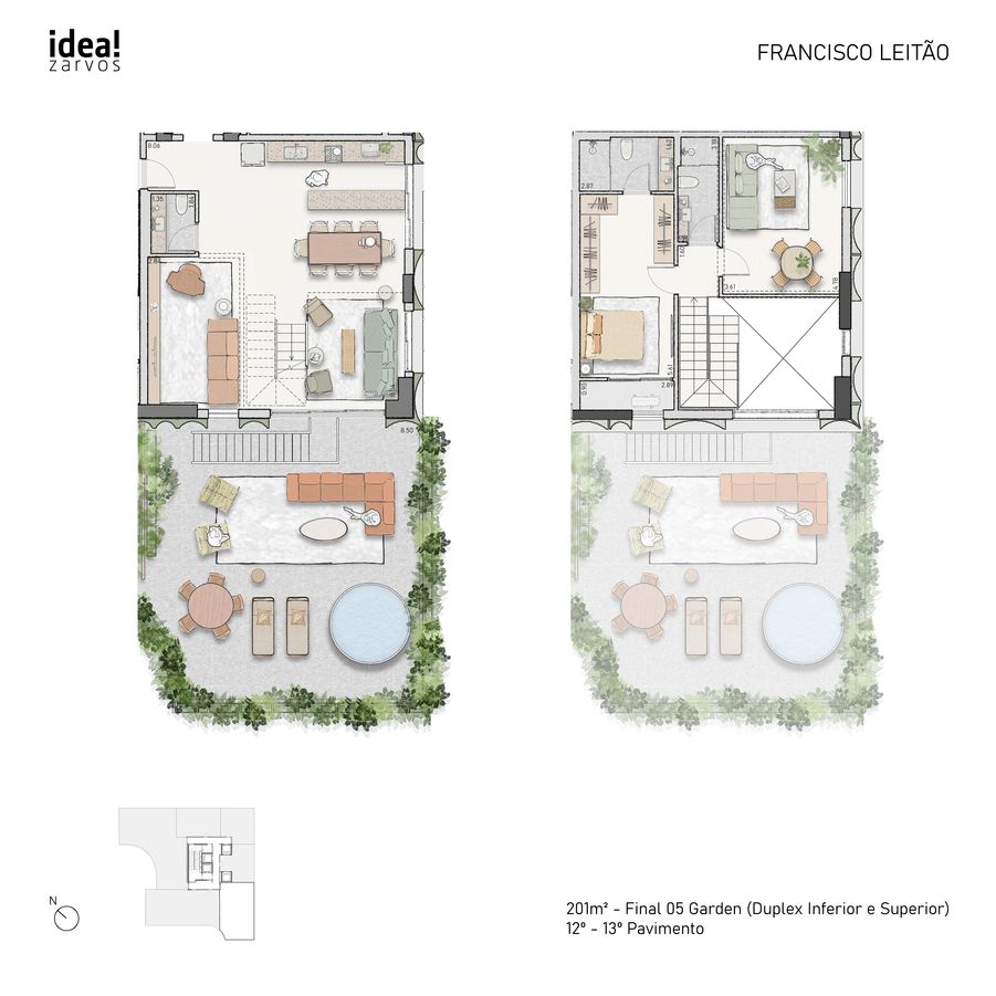 Samanea Pinheiros - Planta Planta Garden Duplex de 201 m²
