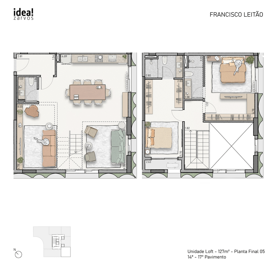 Samanea Pinheiros - Planta Planta Loft de 127 m²