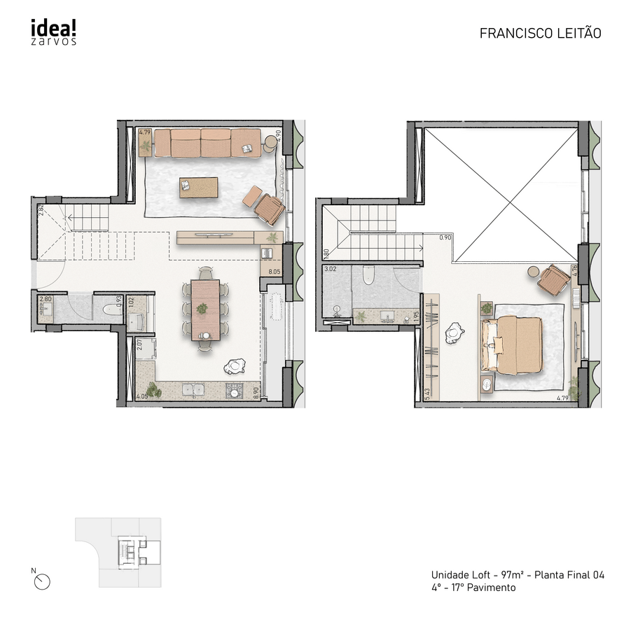 Samanea Pinheiros - Planta Planta Loft de 97 m²