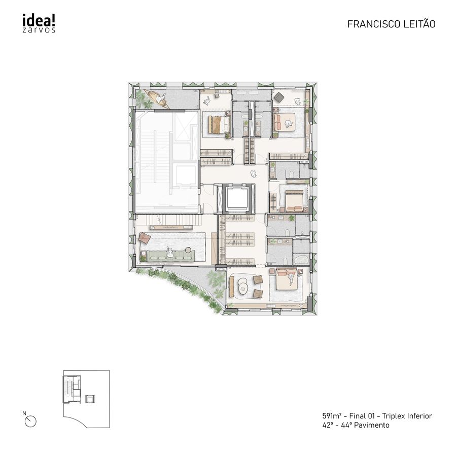 Samanea Pinheiros - Planta Planta Triplex de 591 m² (Inferior)