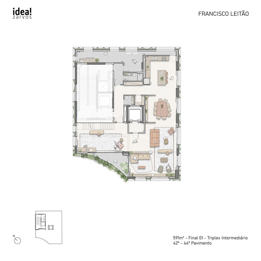 Samanea Pinheiros - Planta Planta Triplex de 591 m² (Intermediário)