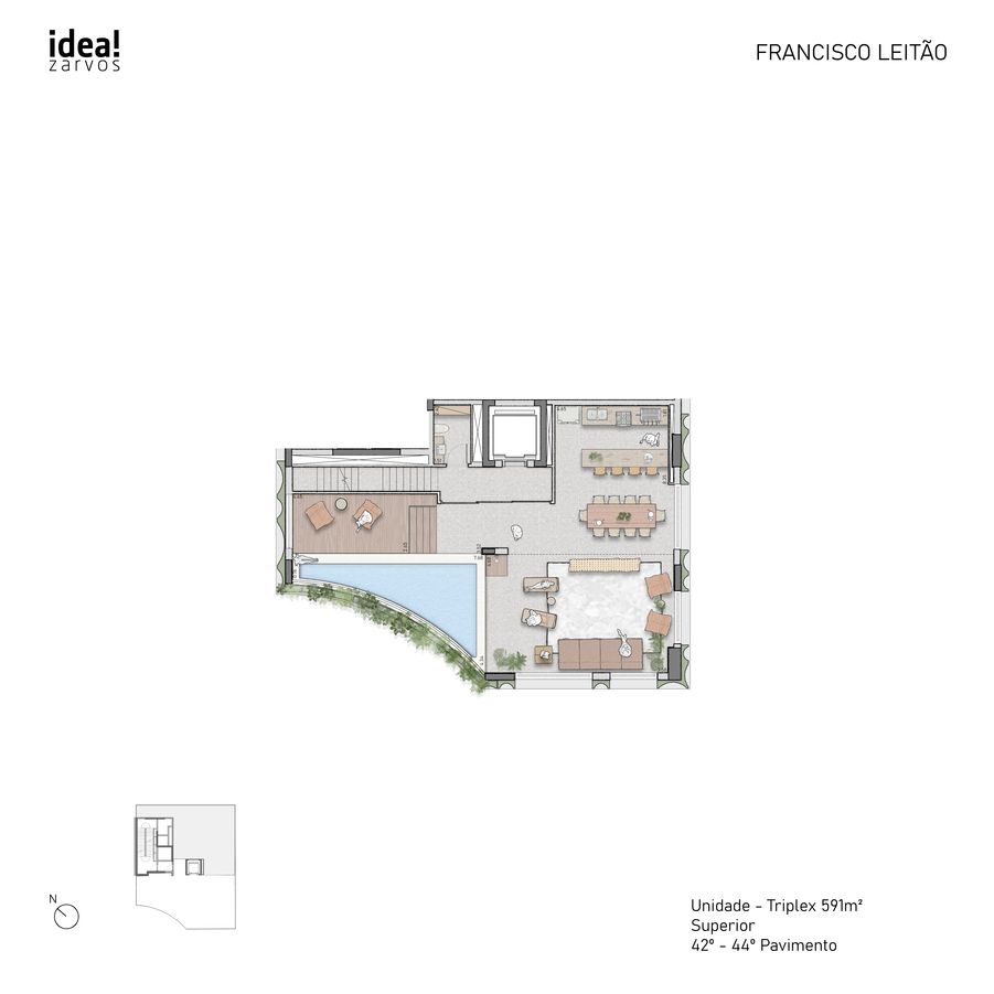 Samanea Pinheiros - Planta Planta triplex superior de 591 m²