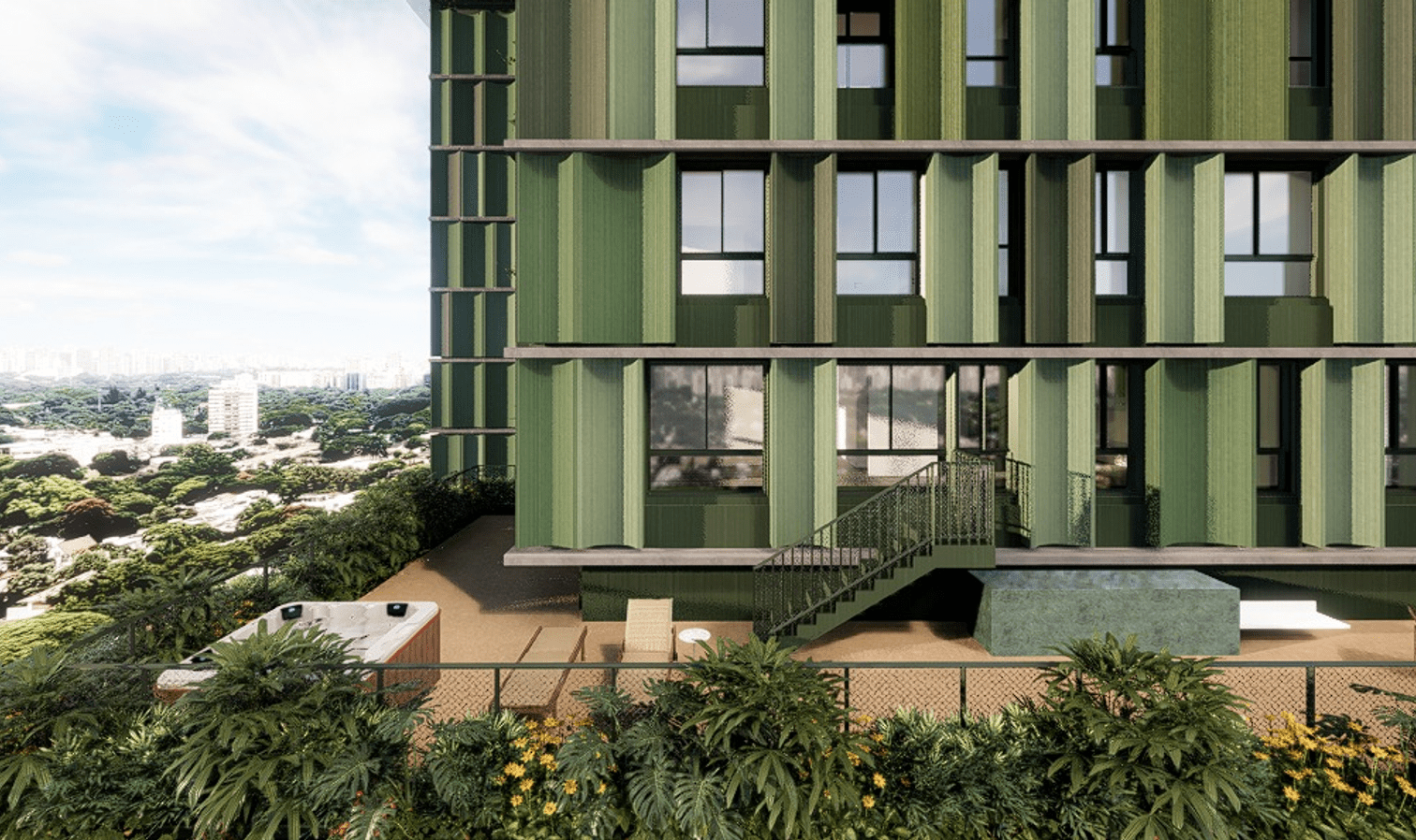 Samanea Pinheiros — Terraço garden com spa e vista da cidade — curadoria iApartamentos — Pinheiros