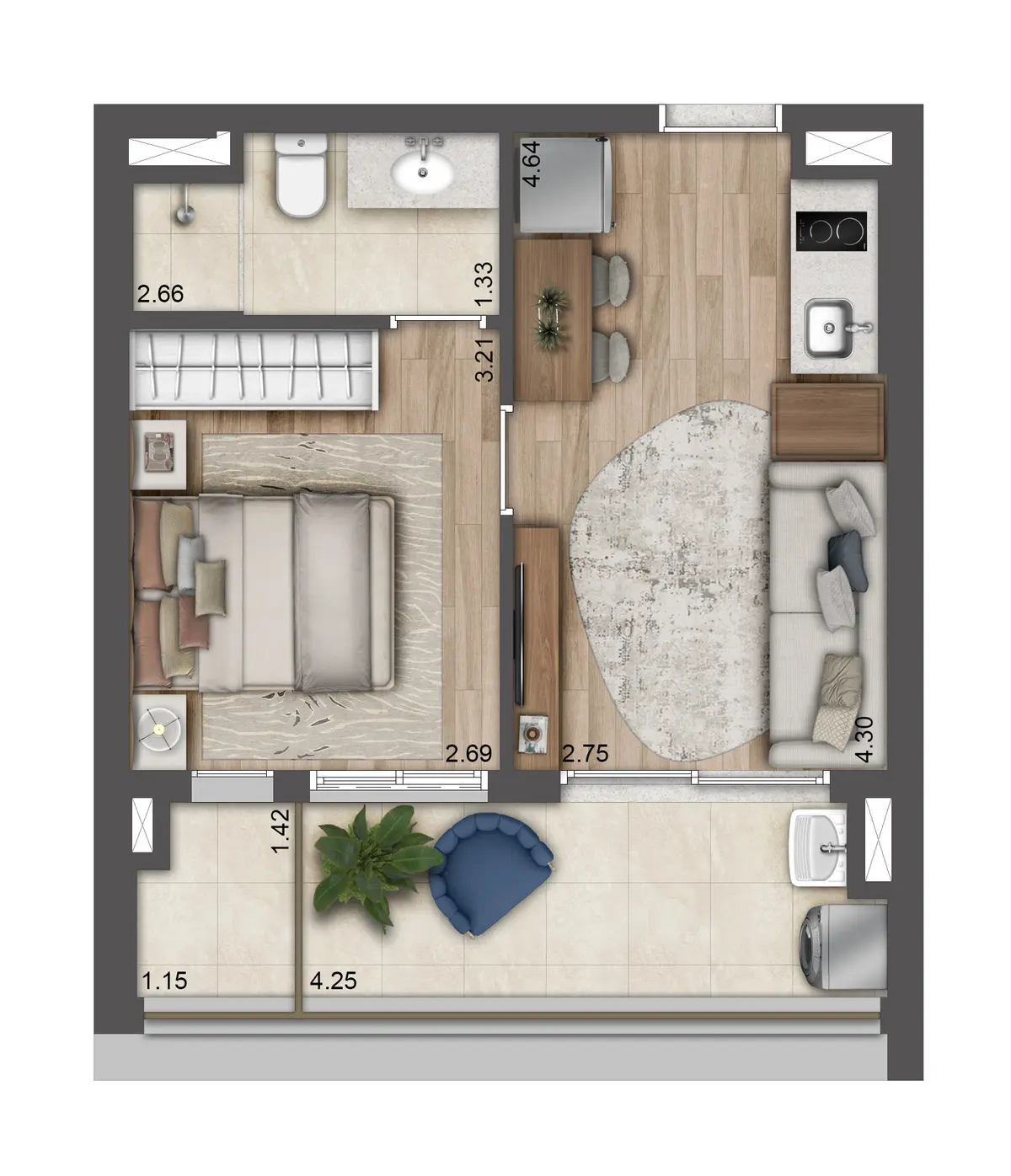 T.O.M. Paraíso - Planta Planta de 38 m²