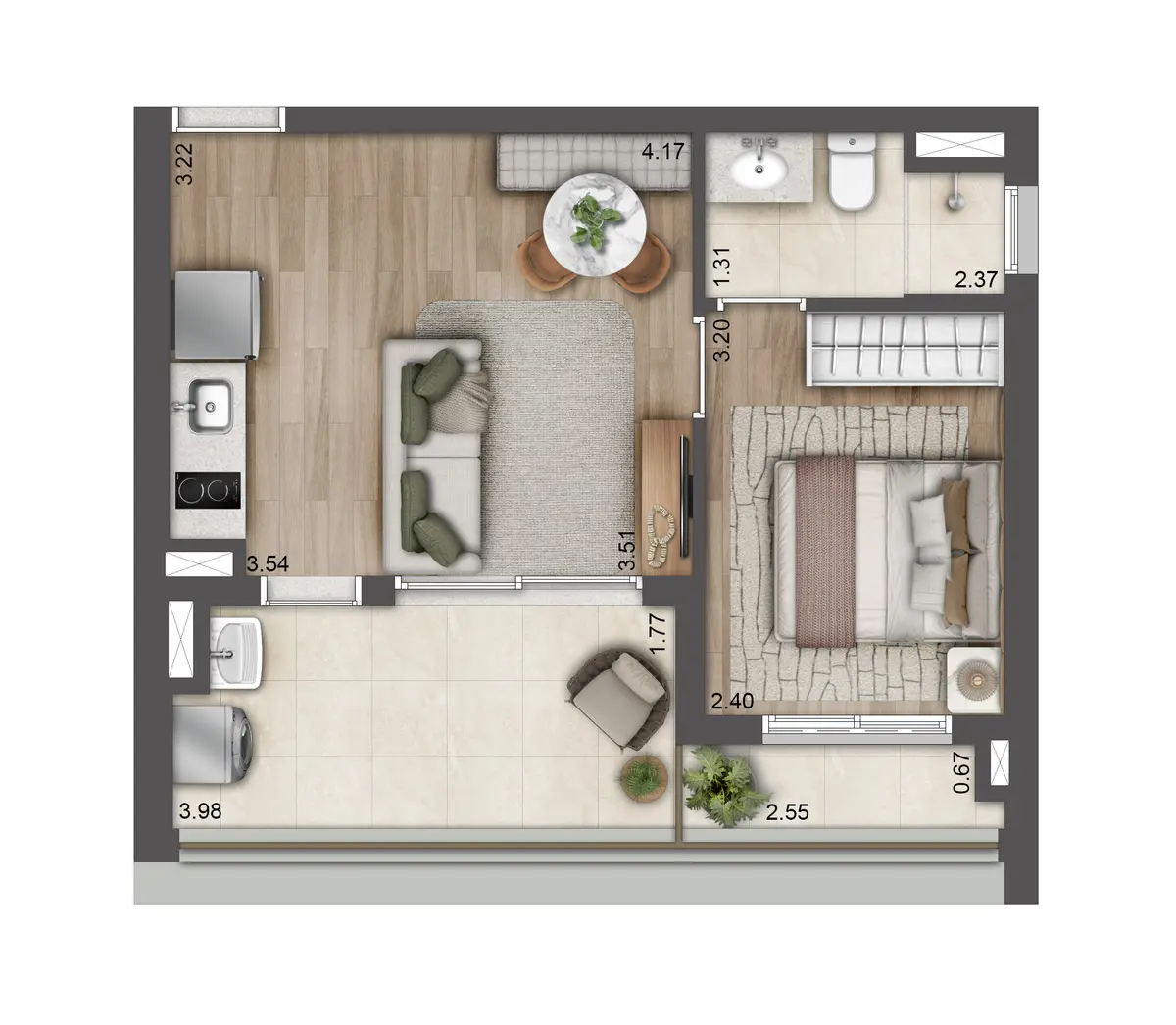 T.O.M. Paraíso - Planta Planta de 40 m²