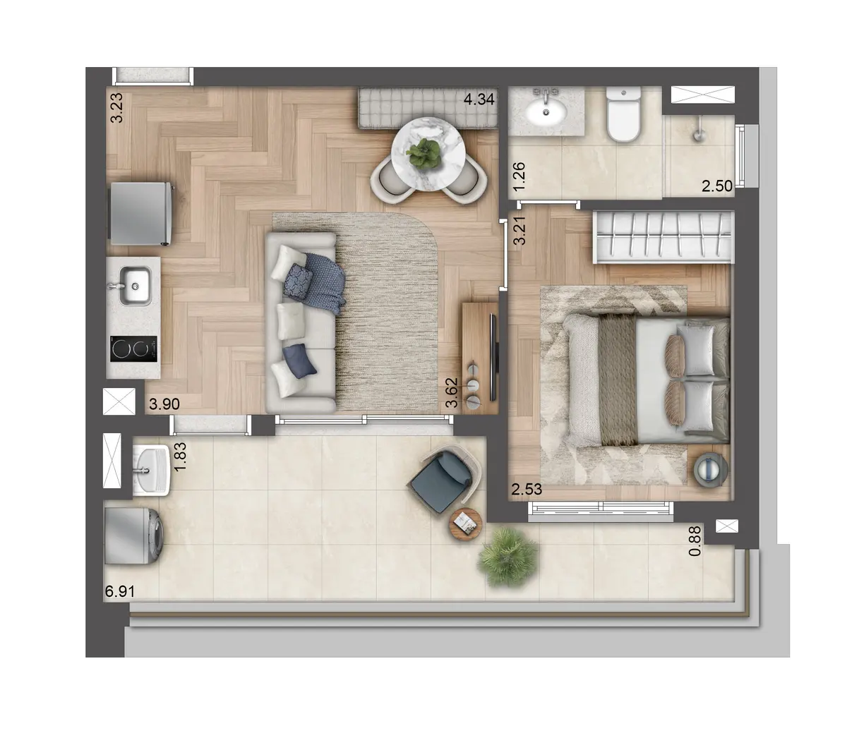T.O.M. Paraíso - Planta Planta de 43 m²