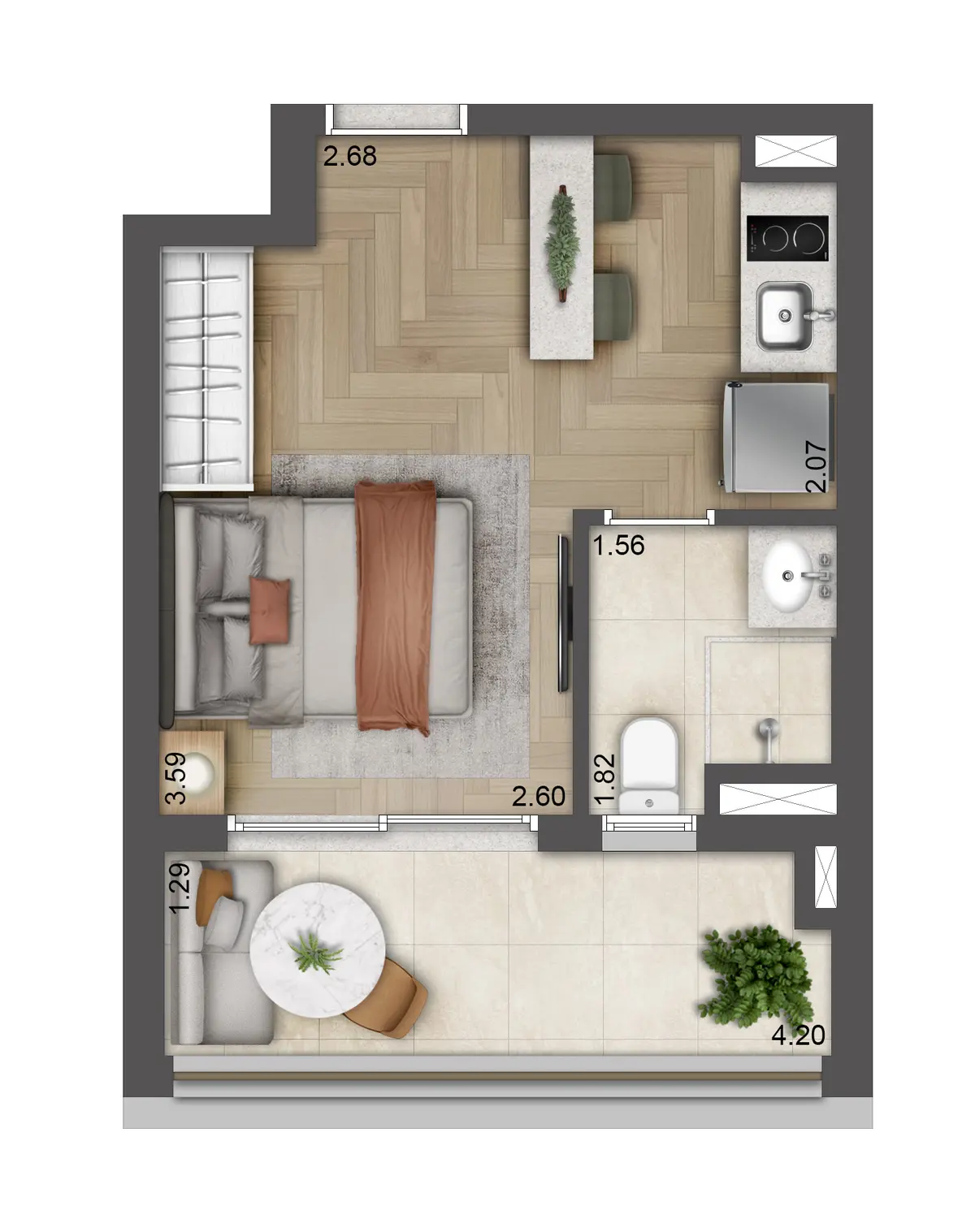 T.O.M. Paraíso - Planta Planta de 27 m²