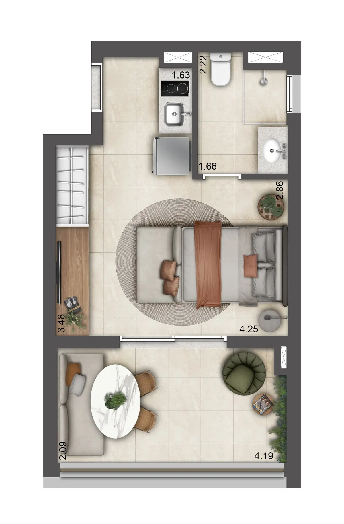 T.O.M. Paraíso - Planta Planta de 34 m²