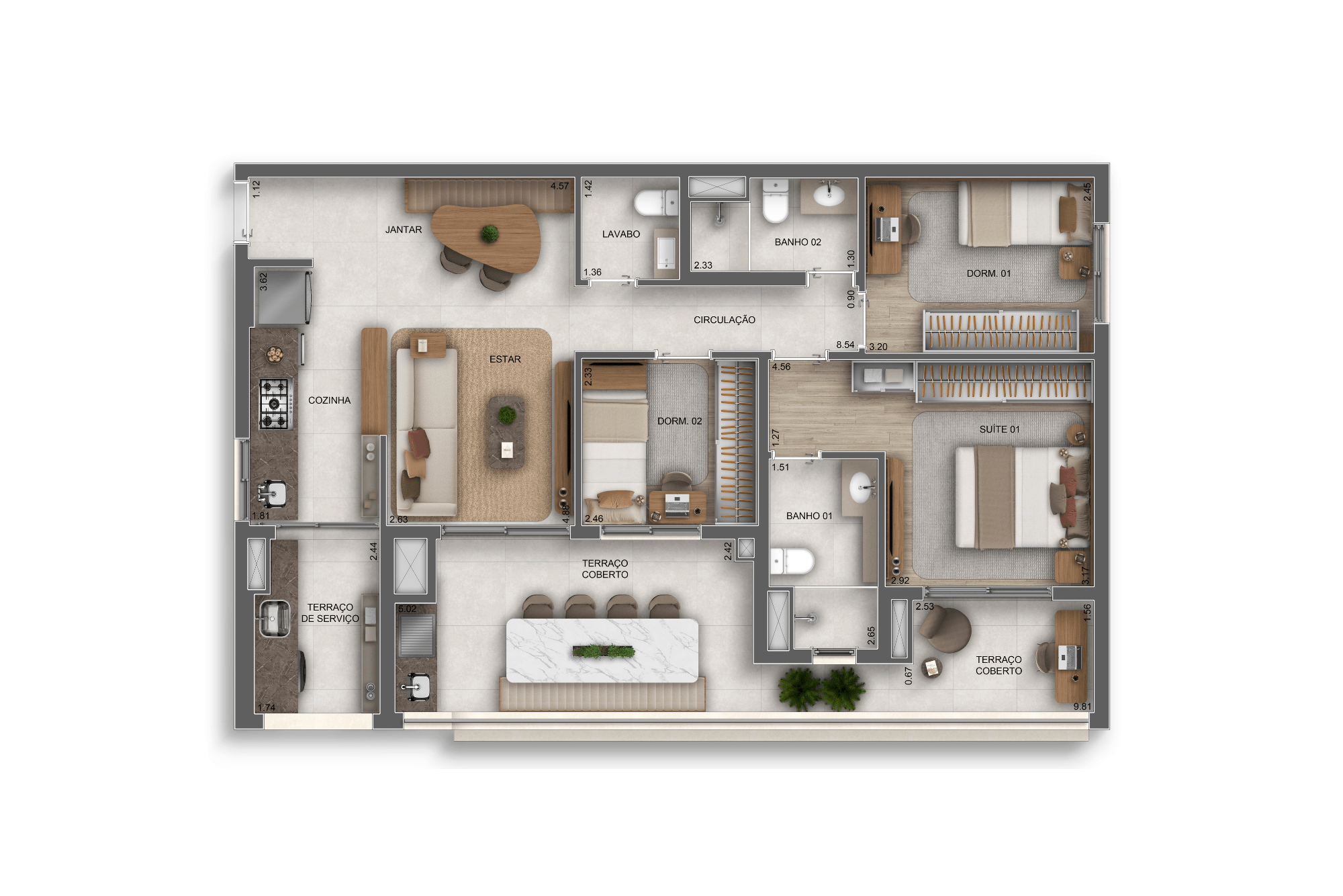 ORBYA Vila Carrão - Planta de 95m² - 3 Dormitórios com 1 Suíte (Perspectiva Artística) - Lançamento na Av. Conselheiro Carrão na Zona Leste - Diálogo Engenharia