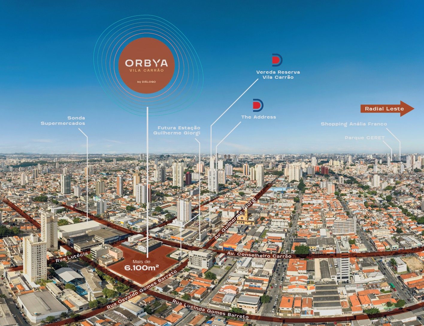 ORBYA Vila Carrão - Mapa da Região - Lançamento na Av. Conselheiro Carrão na Zona Leste - Diálogo Engenharia
