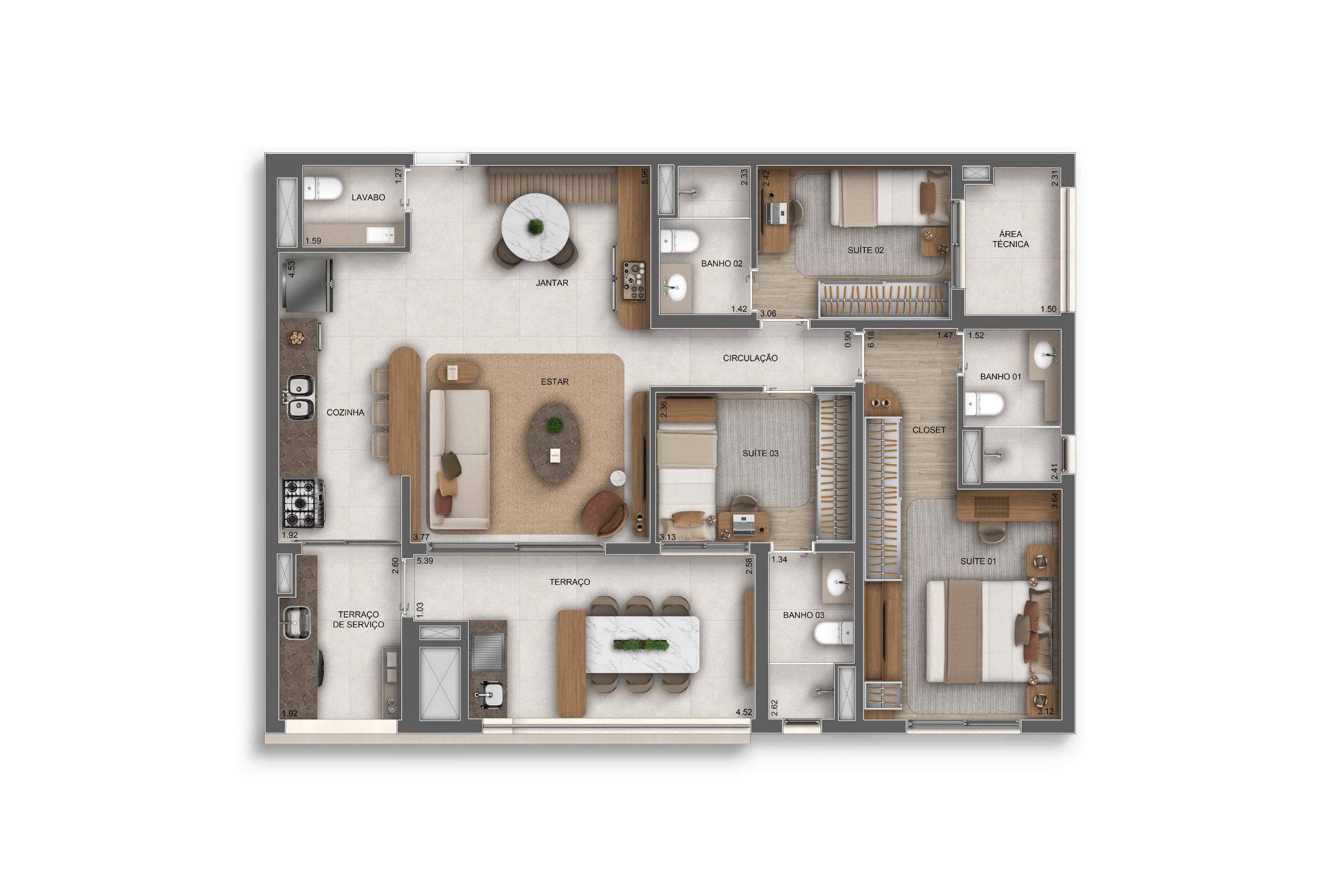 ORBYA Vila Carrão - Planta Planta de 113m²