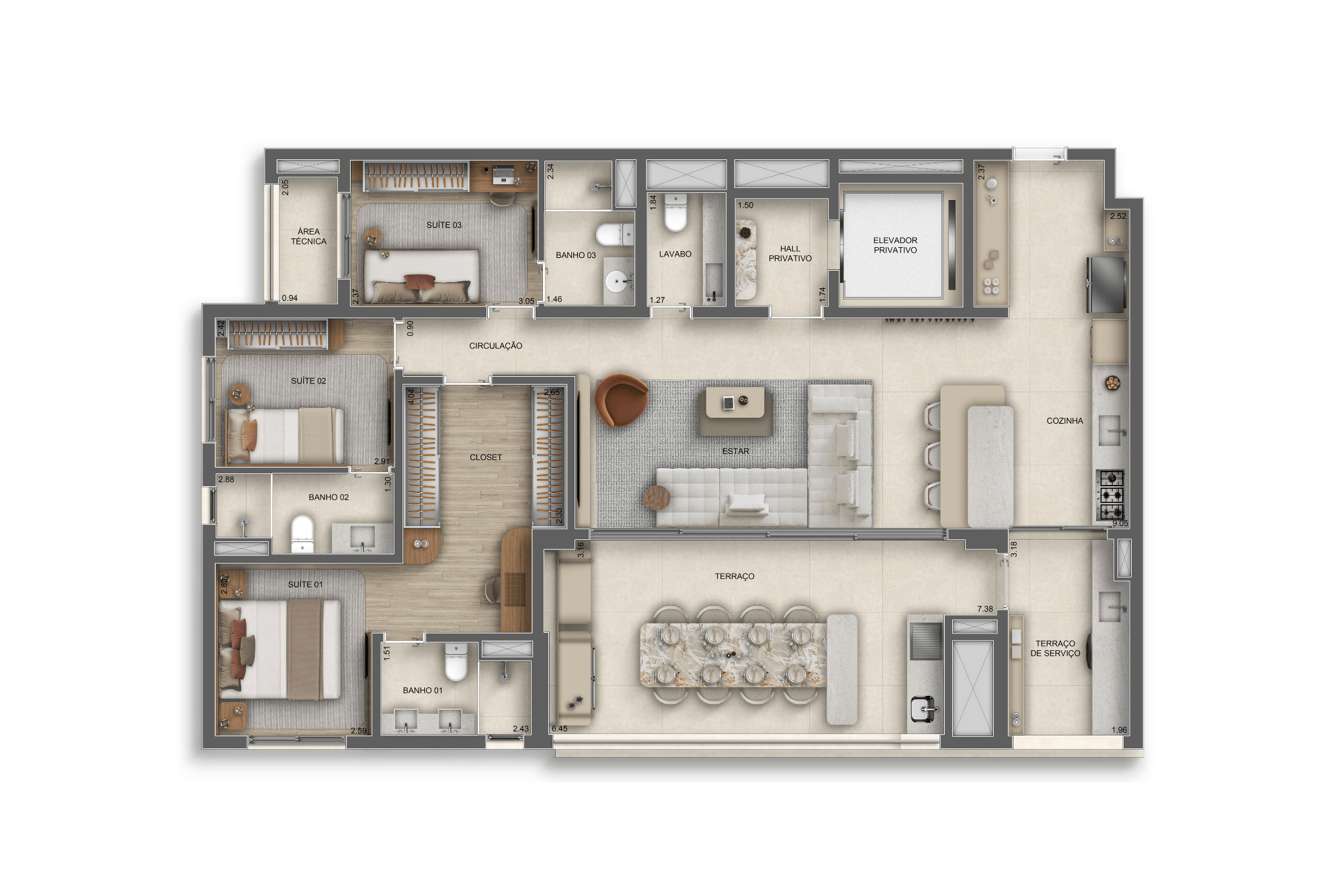 ORBYA Vila Carrão - Planta Planta de 137m²