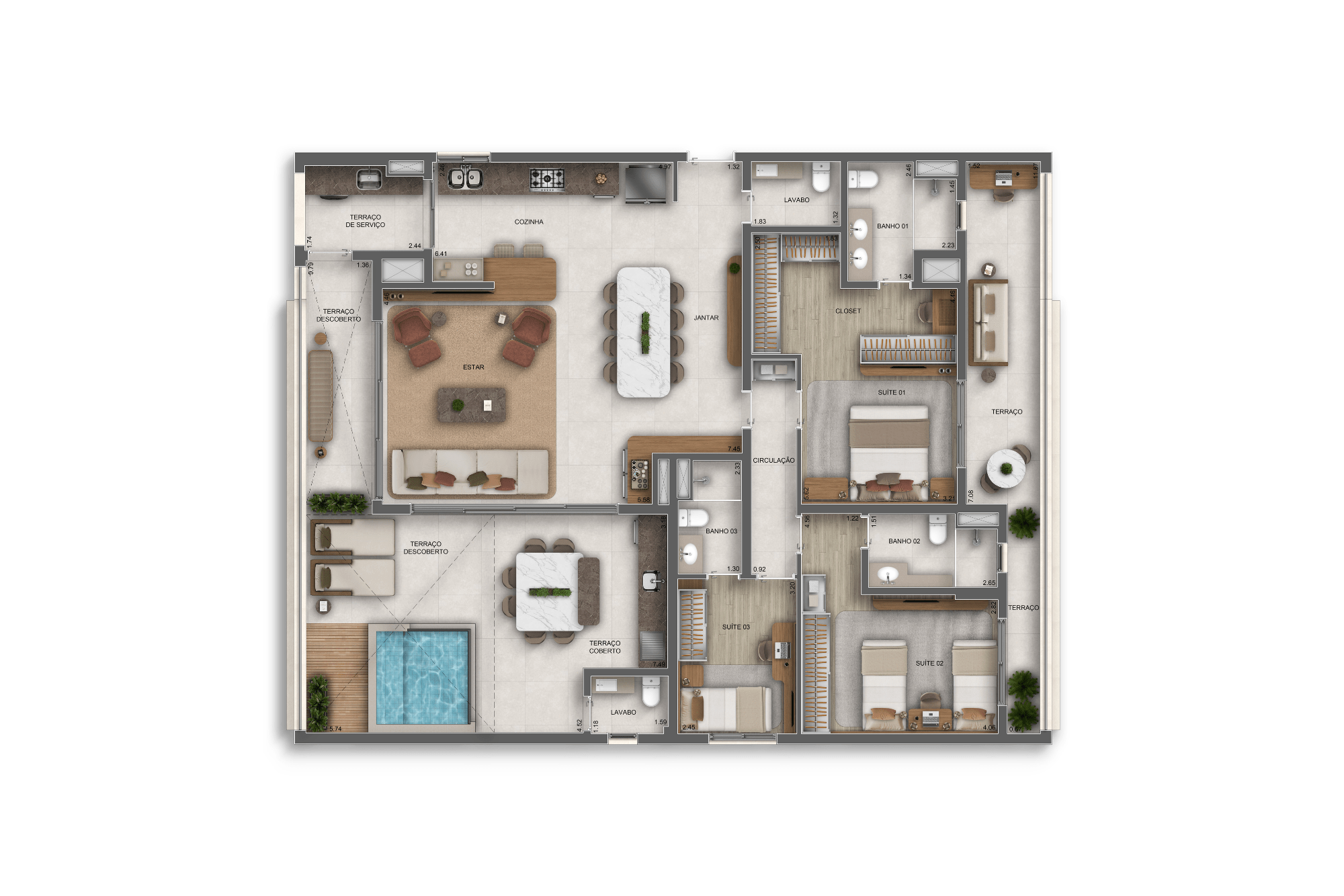 ORBYA Vila Carrão - Planta Planta de 162m² - Penthouse