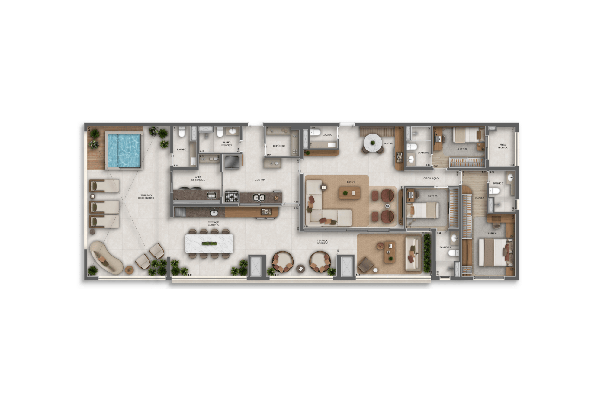 ORBYA Vila Carrão - Planta Planta de 189m² - Penthouse