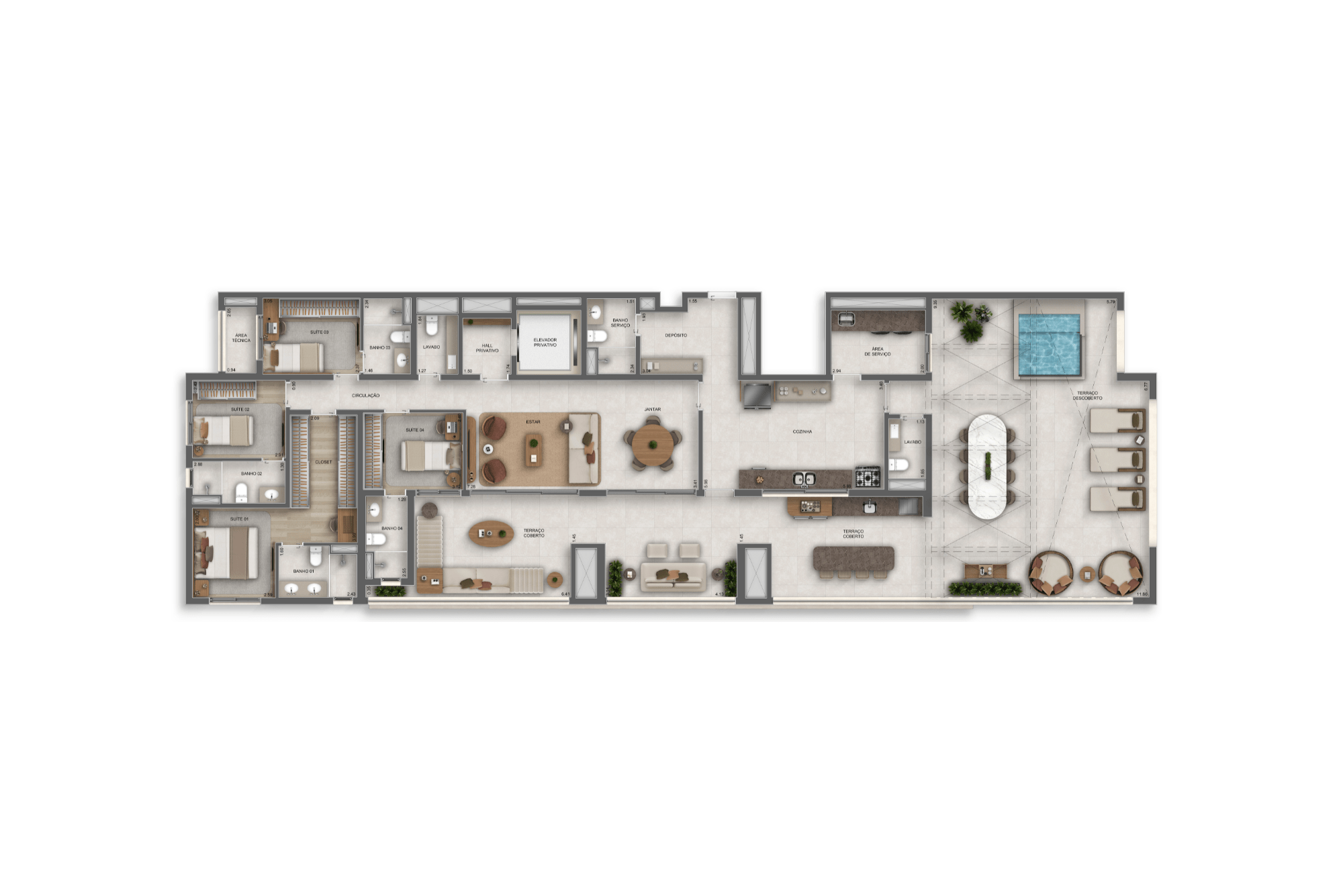 ORBYA Vila Carrão - Planta Planta de 212m² - Penthouse