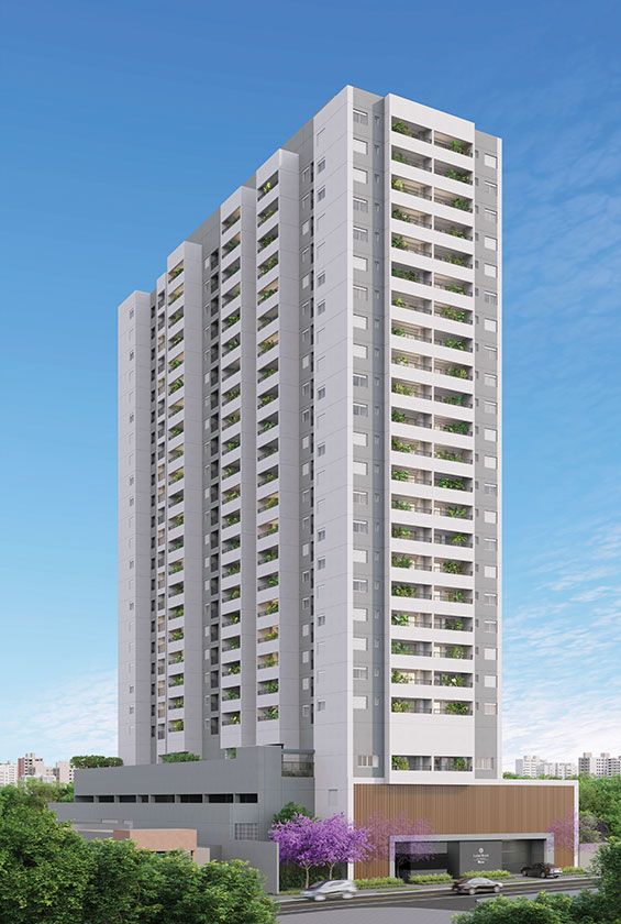 Lume House Vila Prudente — Fachada Da Torre Com Base Em Brises De Madeira Na Av. Vila Ema — Curadoria Iapartamentos — Vila Prudente