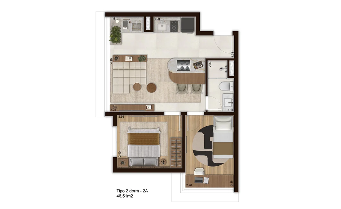 WSTAY Perdizes Boulevard - Planta 46 m²