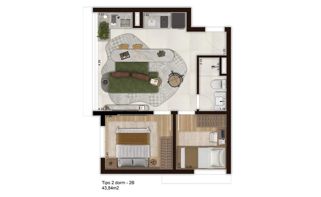 WSTAY Perdizes Boulevard - Planta 43 m²