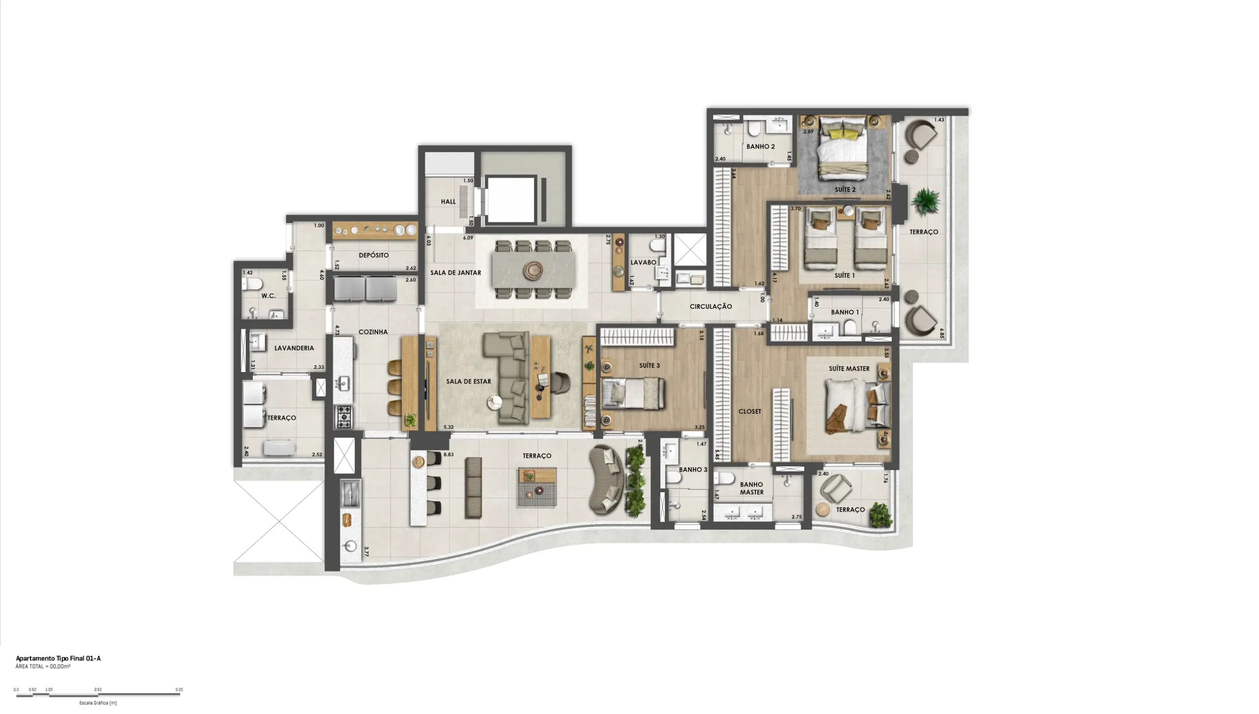 Bosque Cerejeiras - Planta Planta de 222 m²