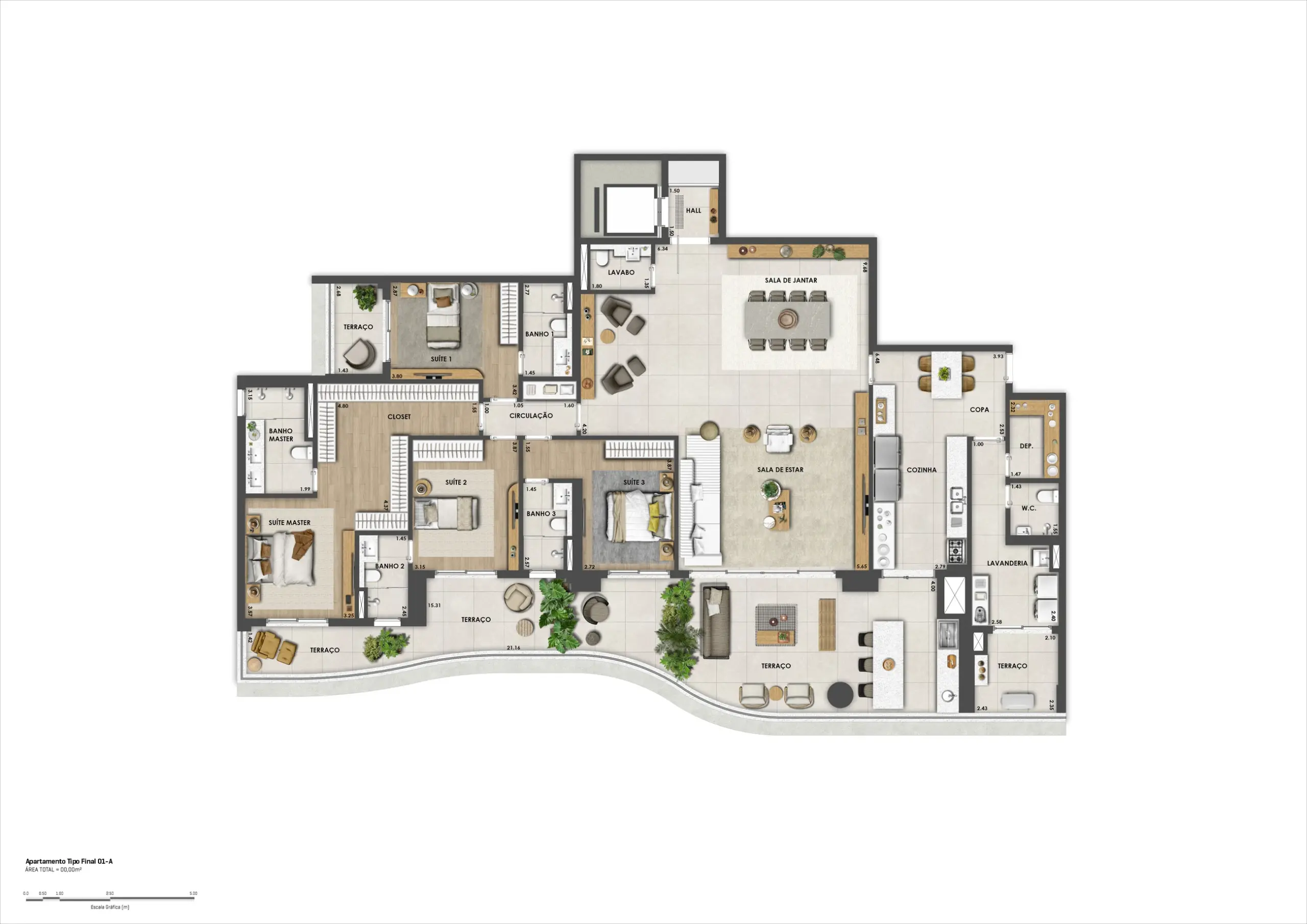 Bosque Cerejeiras - Planta Planta de 293 m²
