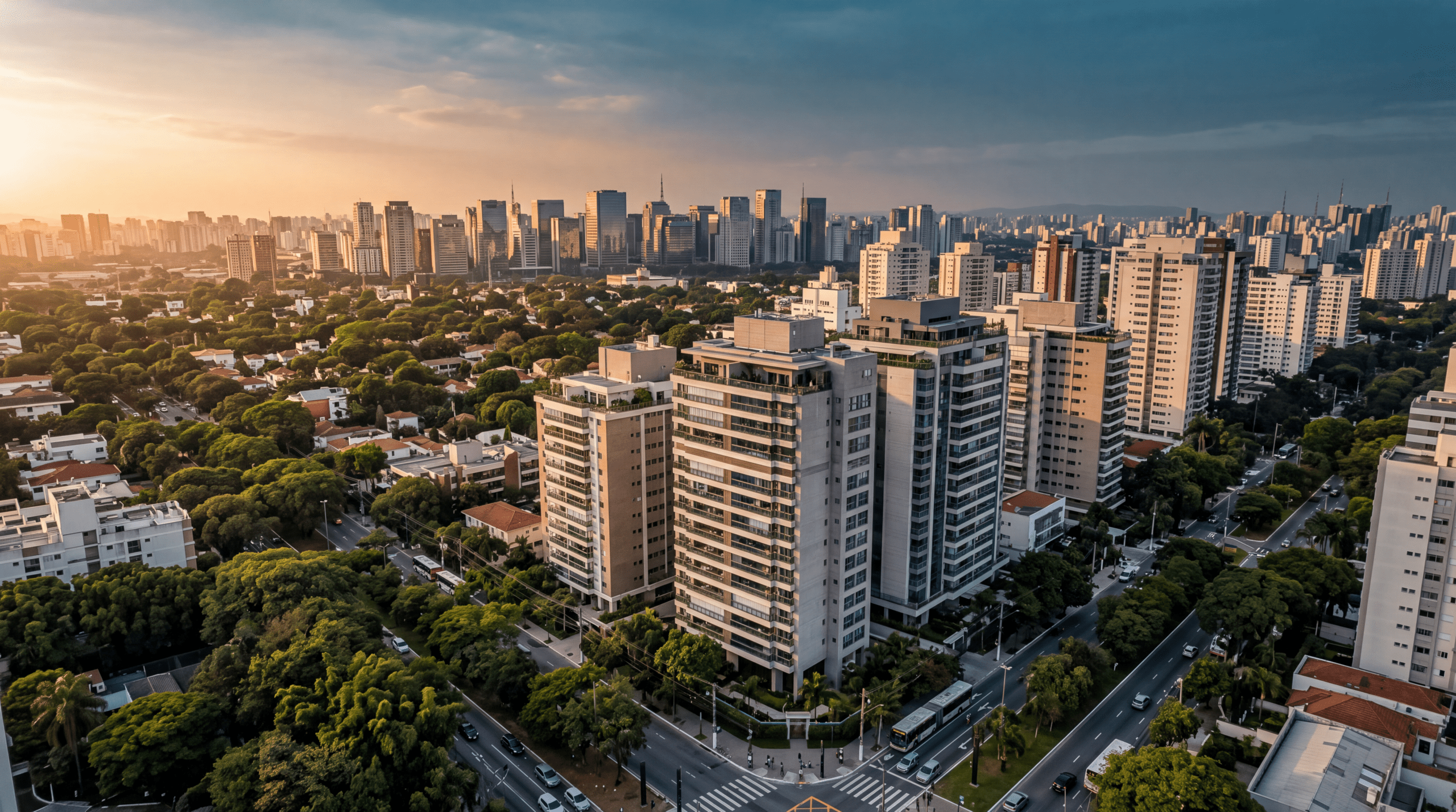Qual O Melhor Apartamento De Alto Padrão No Brooklin? Comparamos 7 Empreendimentos 4 Vista Aérea Do Brooklin Em São Paulo Com Torres Residenciais De Alto Padrão Ao Entardecer