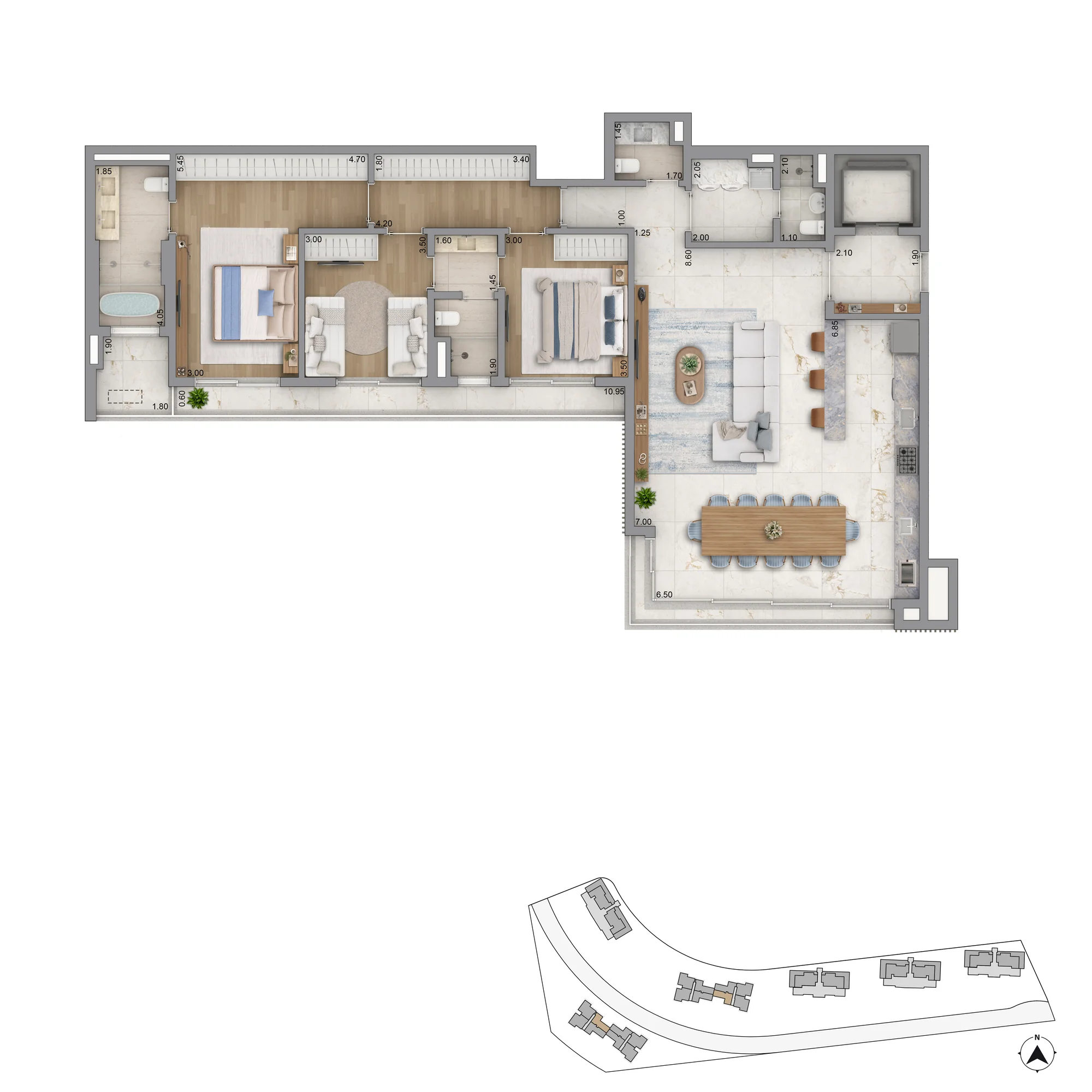 Vista Riviera furnished by Armani/Casa - Planta Planta de 170 m²