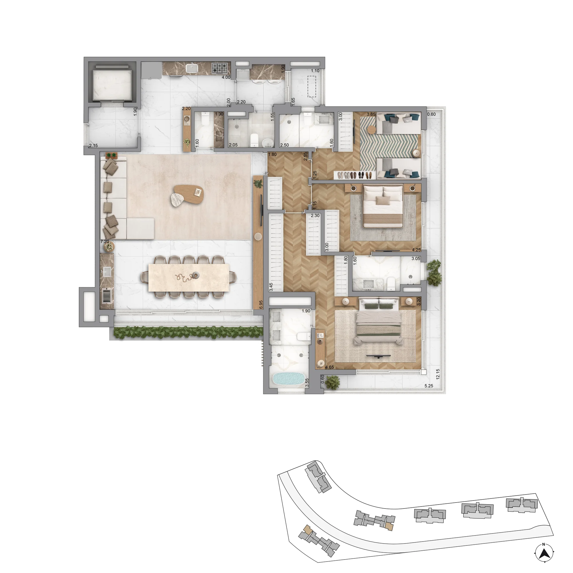 Vista Riviera furnished by Armani/Casa - Planta Planta de 194 m²