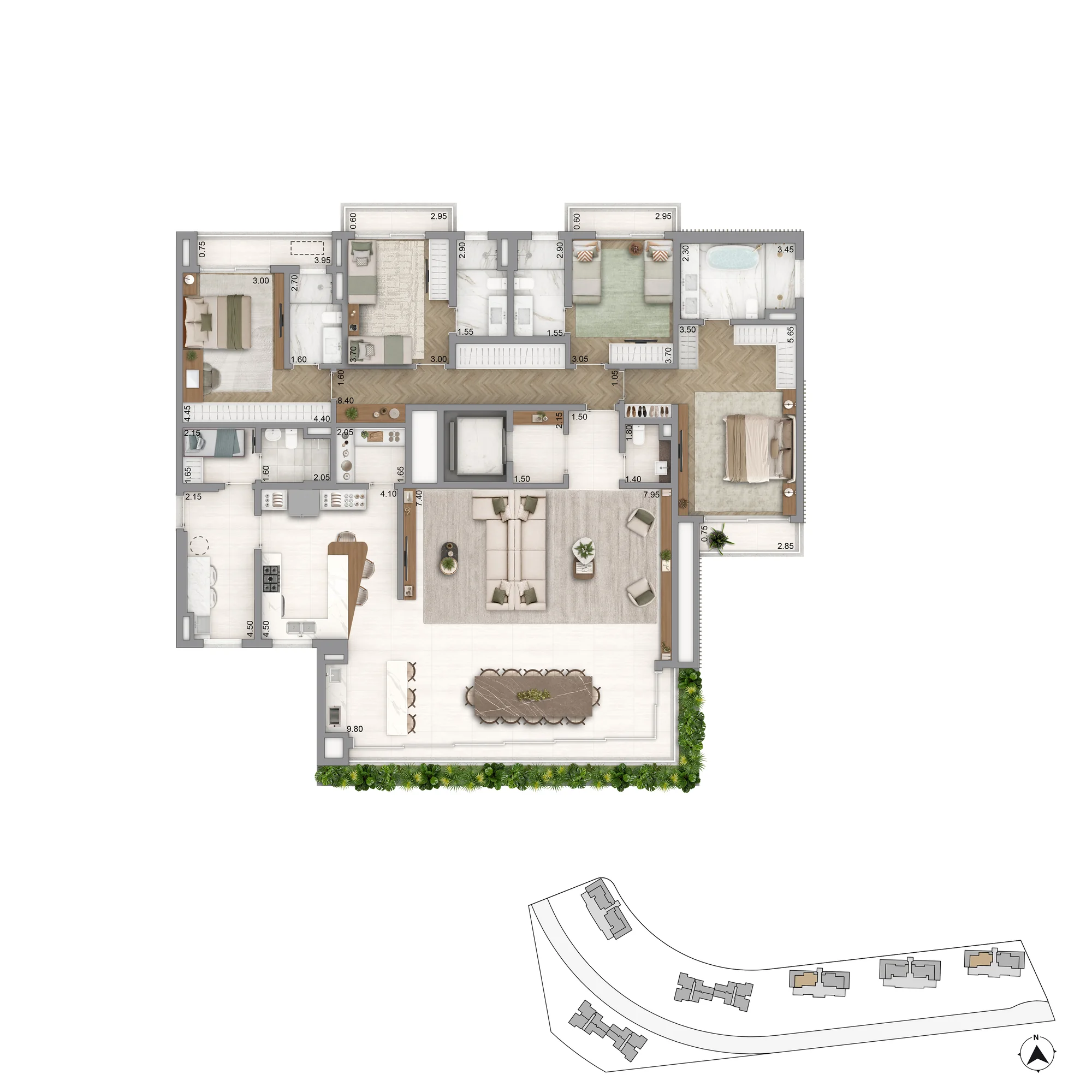 Vista Riviera furnished by Armani/Casa - Planta Planta de 265 m²