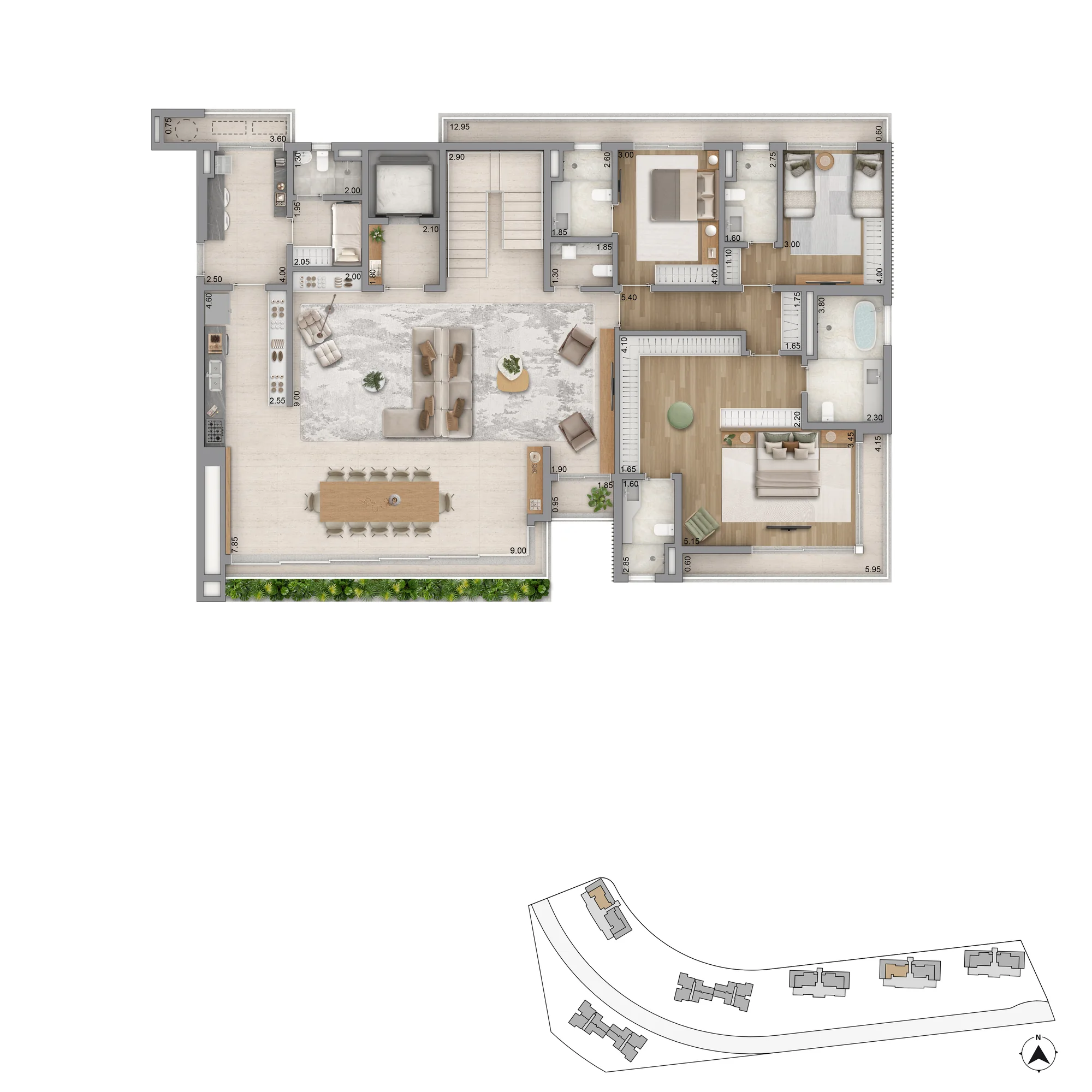 Vista Riviera furnished by Armani/Casa - Planta Duplex - Piso Inferior - 390 m²