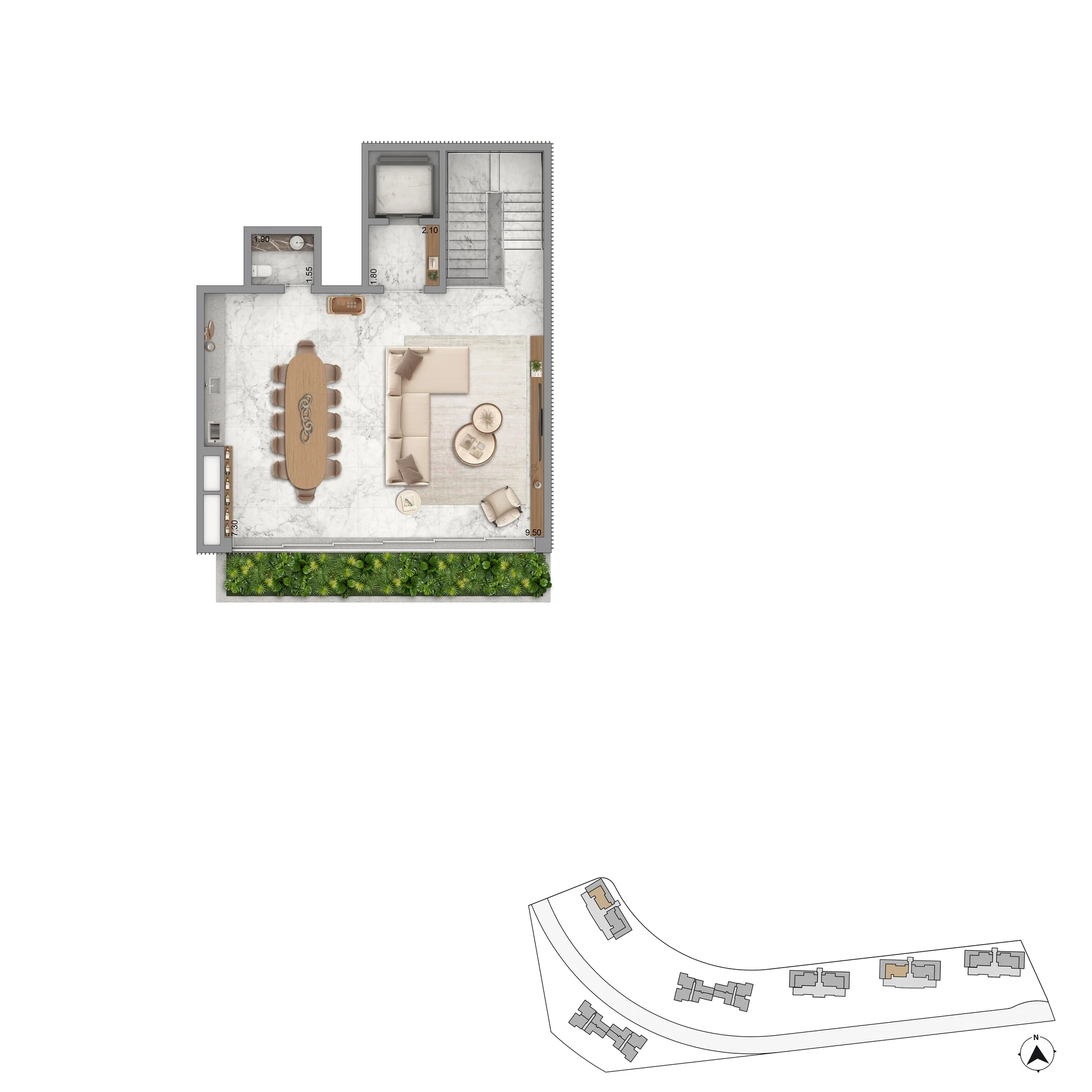 Vista Riviera furnished by Armani/Casa - Planta Duplex - Piso Superior - 390 m²