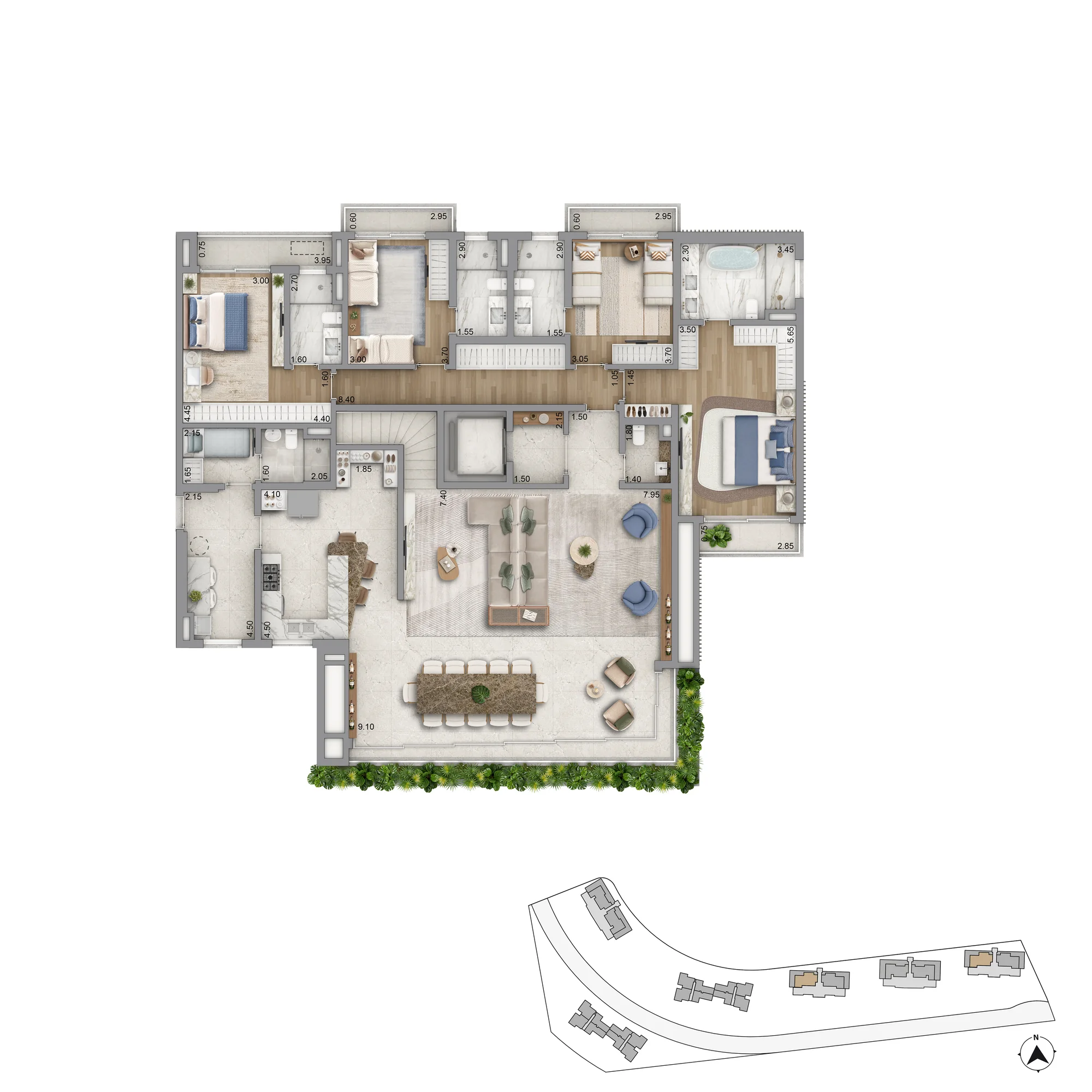 Vista Riviera furnished by Armani/Casa - Planta Duplex - Piso Inferior - 394 m²