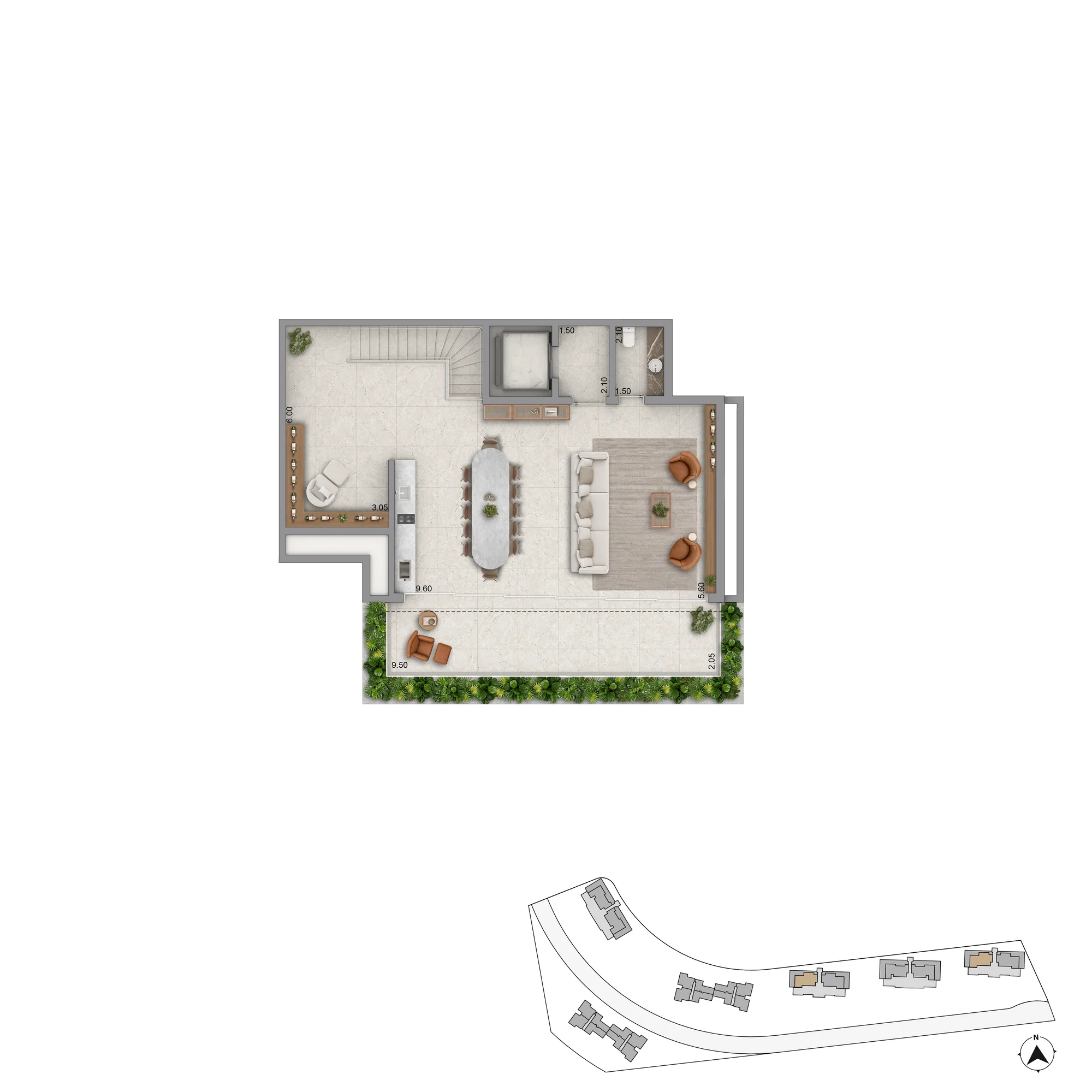 Vista Riviera furnished by Armani/Casa - Planta Duplex - Piso Superior - 394 m²