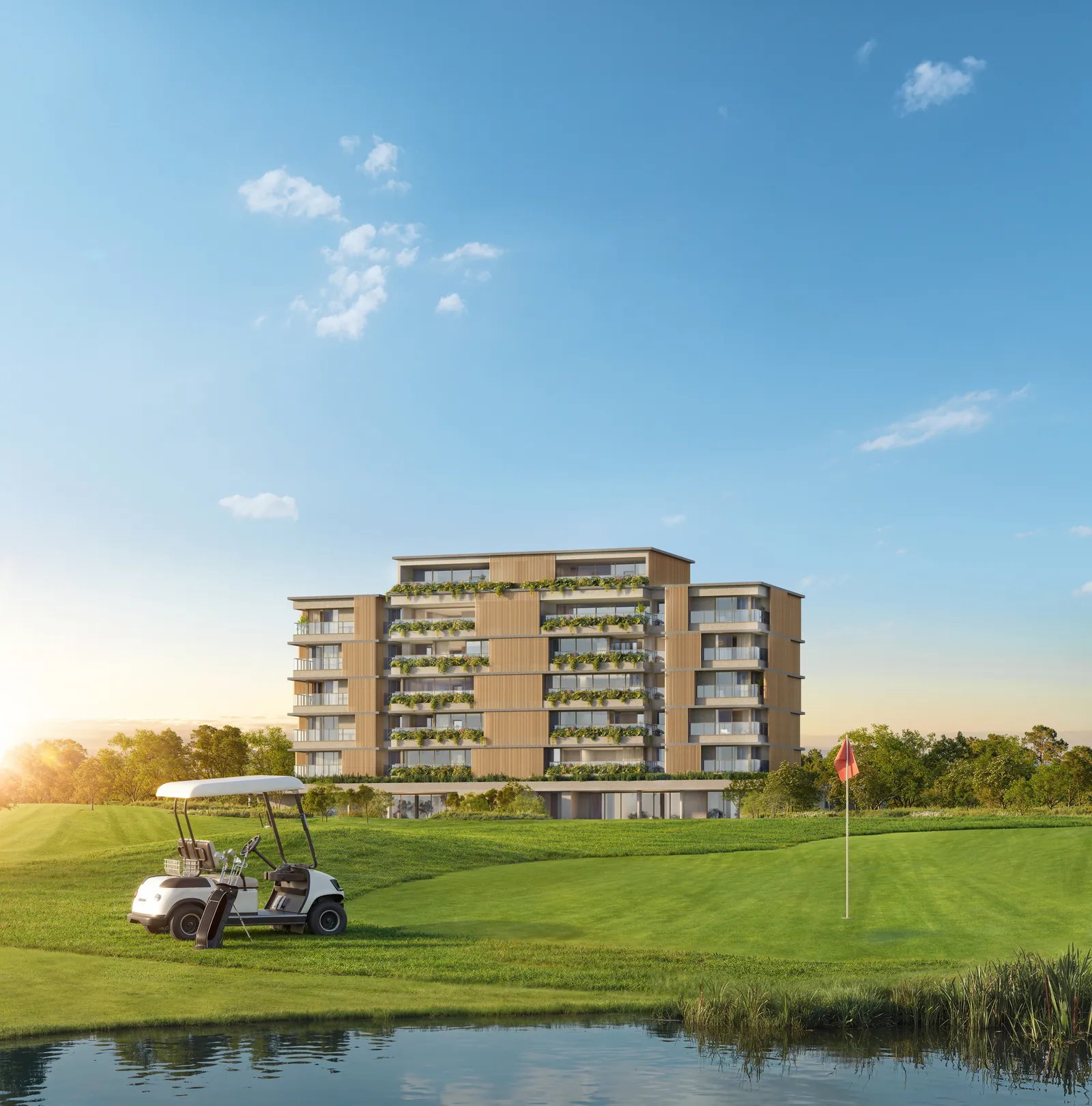 Vista Riviera furnished by Armani/Casa — Heritage Riviera Porto Feliz — conjunto de torres visto do alto, Cyrela. Imagem meramente ilustrativa.
