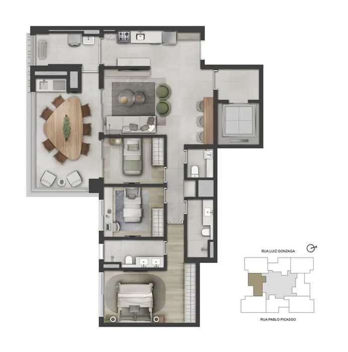 Sequoia Jardim das Perdizes - Planta Planta de 121m²