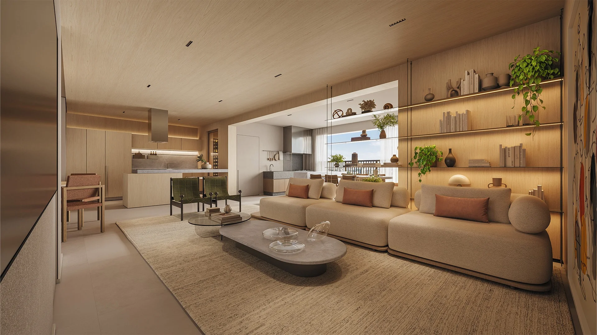 Alameda Mará, living e terraço de apartamento residence | curadoria iApartamentos | Moema