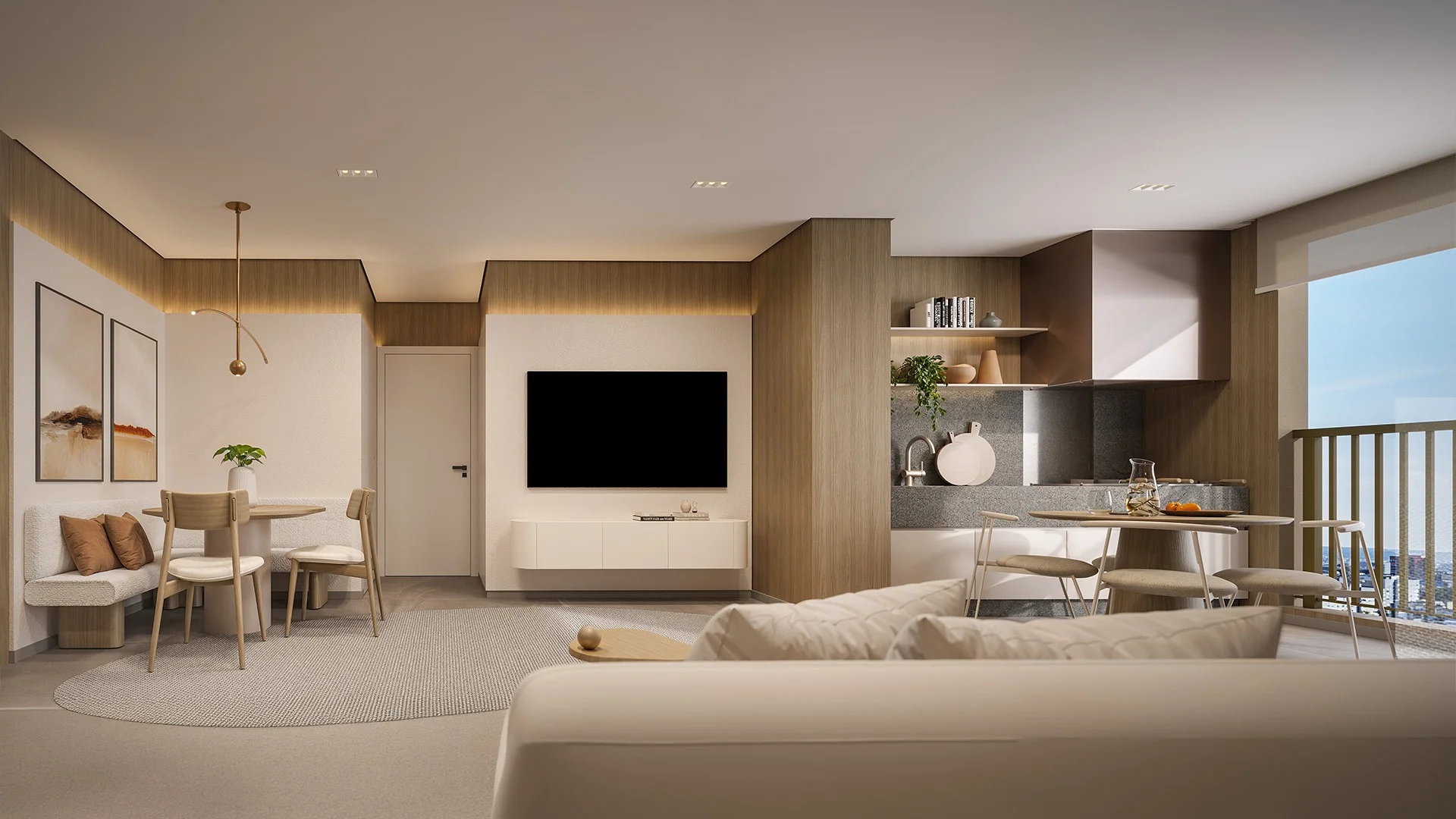 Alameda Mará, sala de estar e jantar de apartamento residence | curadoria iApartamentos | Moema