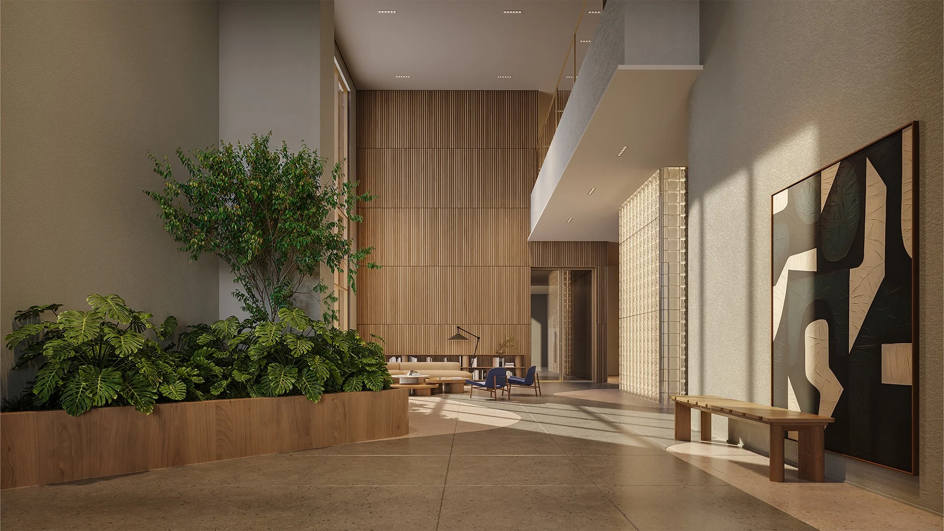 Alameda Mará, lobby residence com pé-direito de 7,5 m e jardim interno | curadoria iApartamentos | Moema