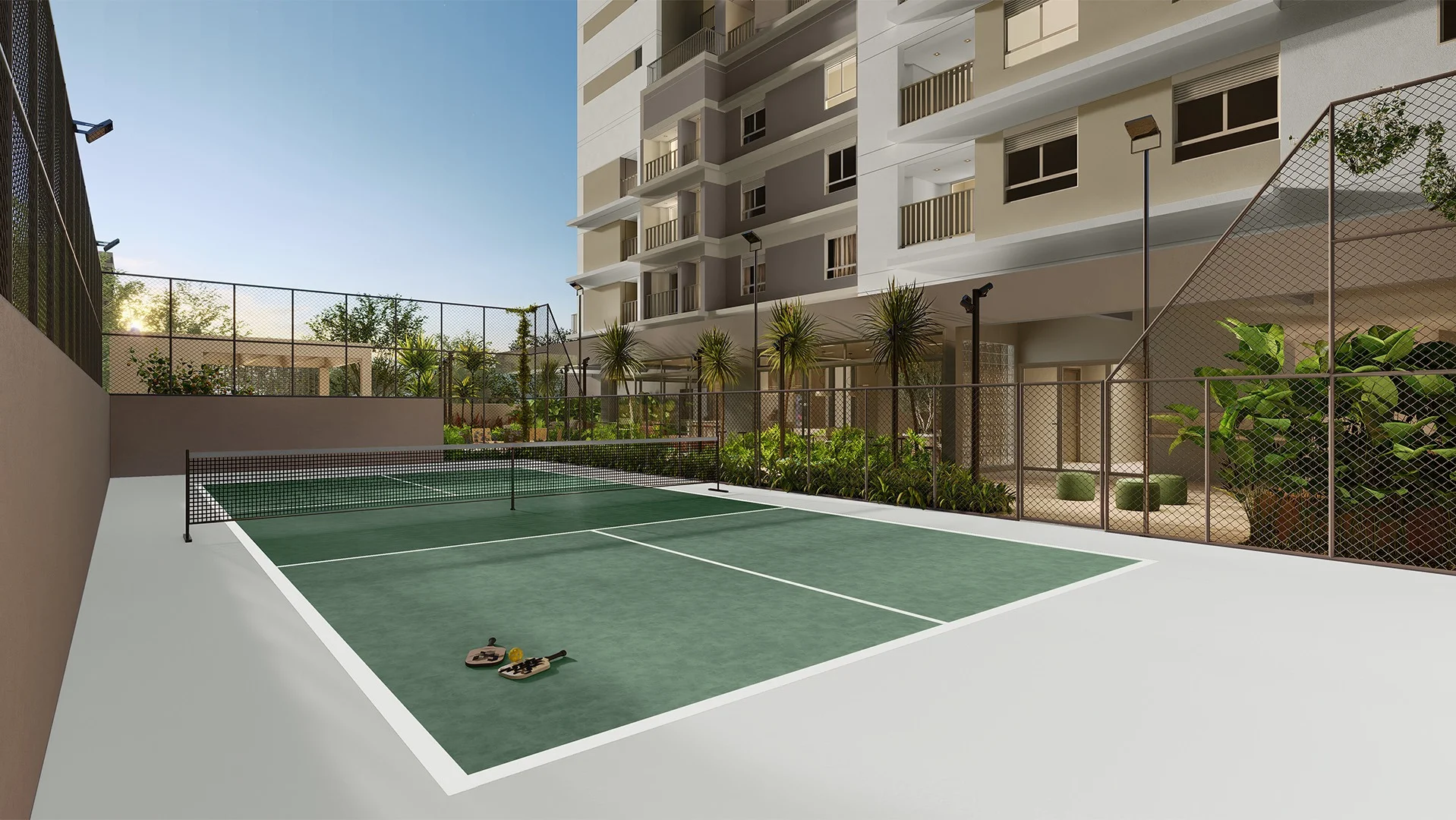 Alameda Mará, quadra de pickleball do 1º pavimento | curadoria iApartamentos | Moema