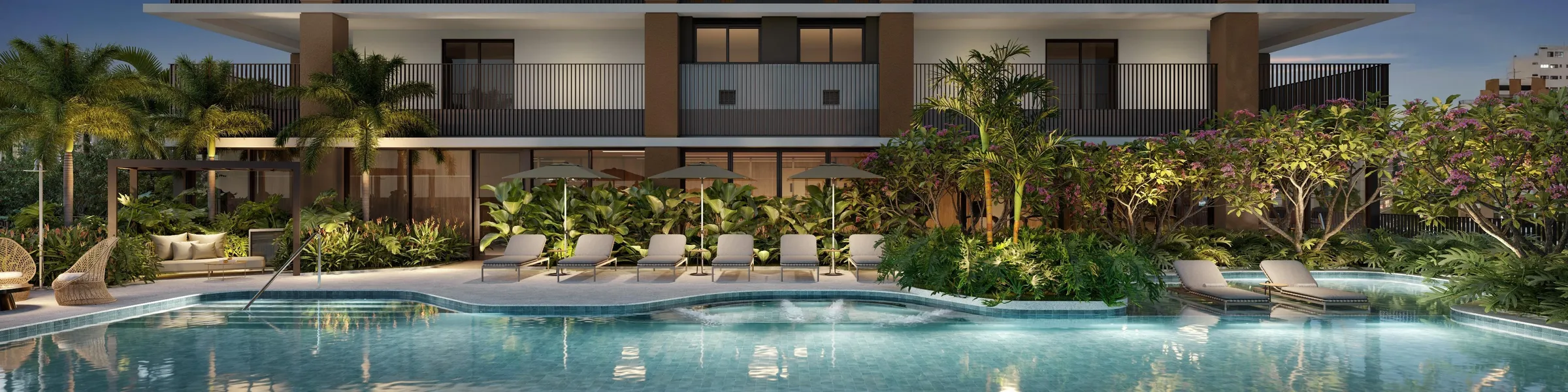 Fraiha Ybirá Chibarás, aqua Pavilion: piscina adulto com banco submerso com hidromassagem, curadoria iApartamentos, Moema