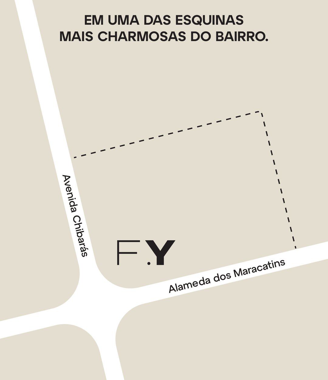 Fraiha Ybirá Chibarás, mapa da esquina da Avenida dos Chibarás com a Alameda dos Maracatins, curadoria iApartamentos, Moema