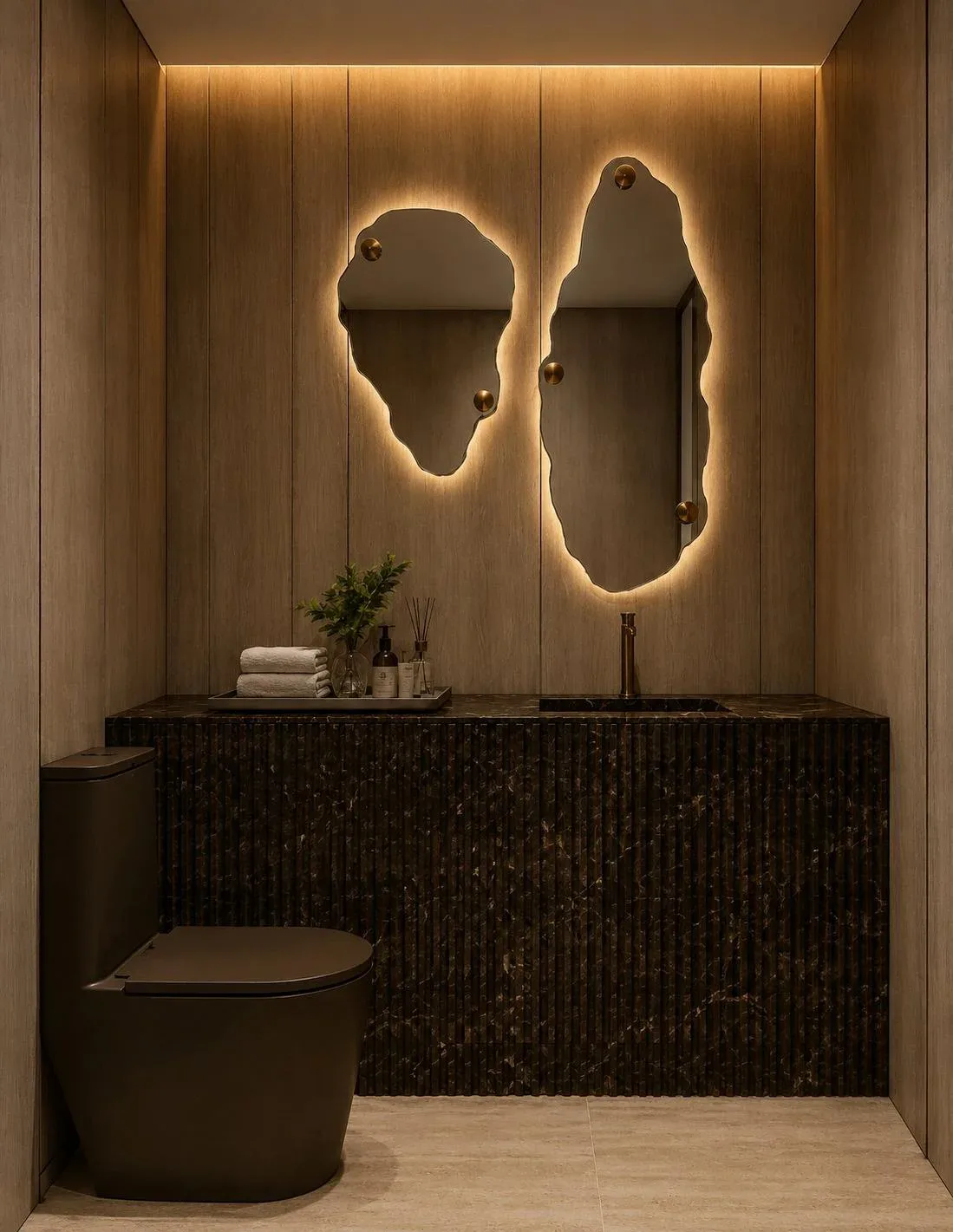 Fraiha Ybirá Chibarás, lavabo do apartamento de 194 m², curadoria iApartamentos, Moema