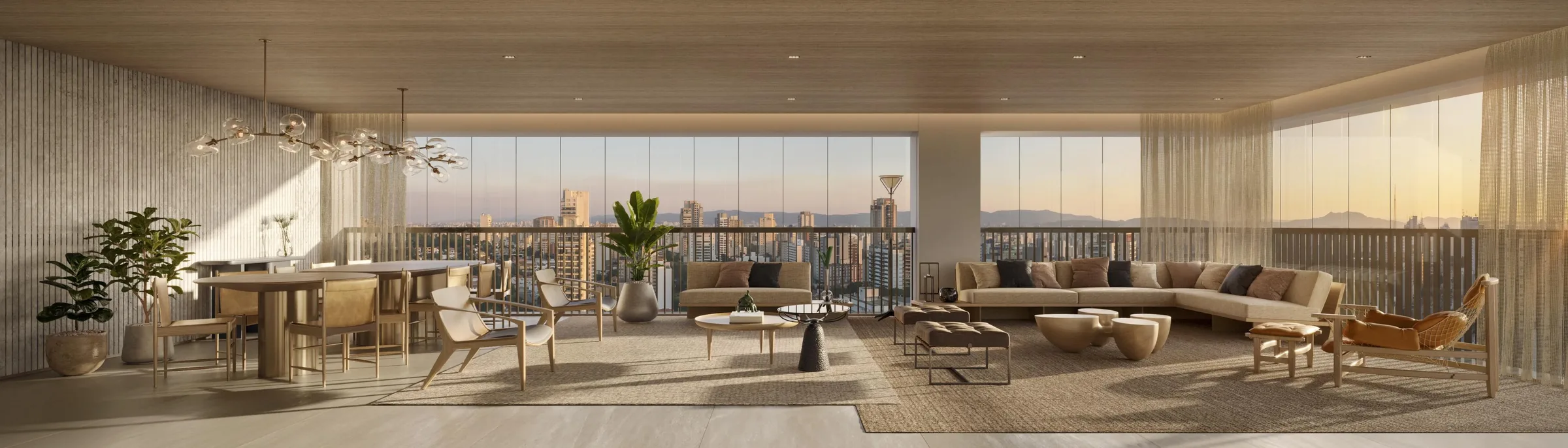 Fraiha Ybirá Chibarás, living do apartamento de 194 m² integrado à varanda, curadoria iApartamentos, Moema