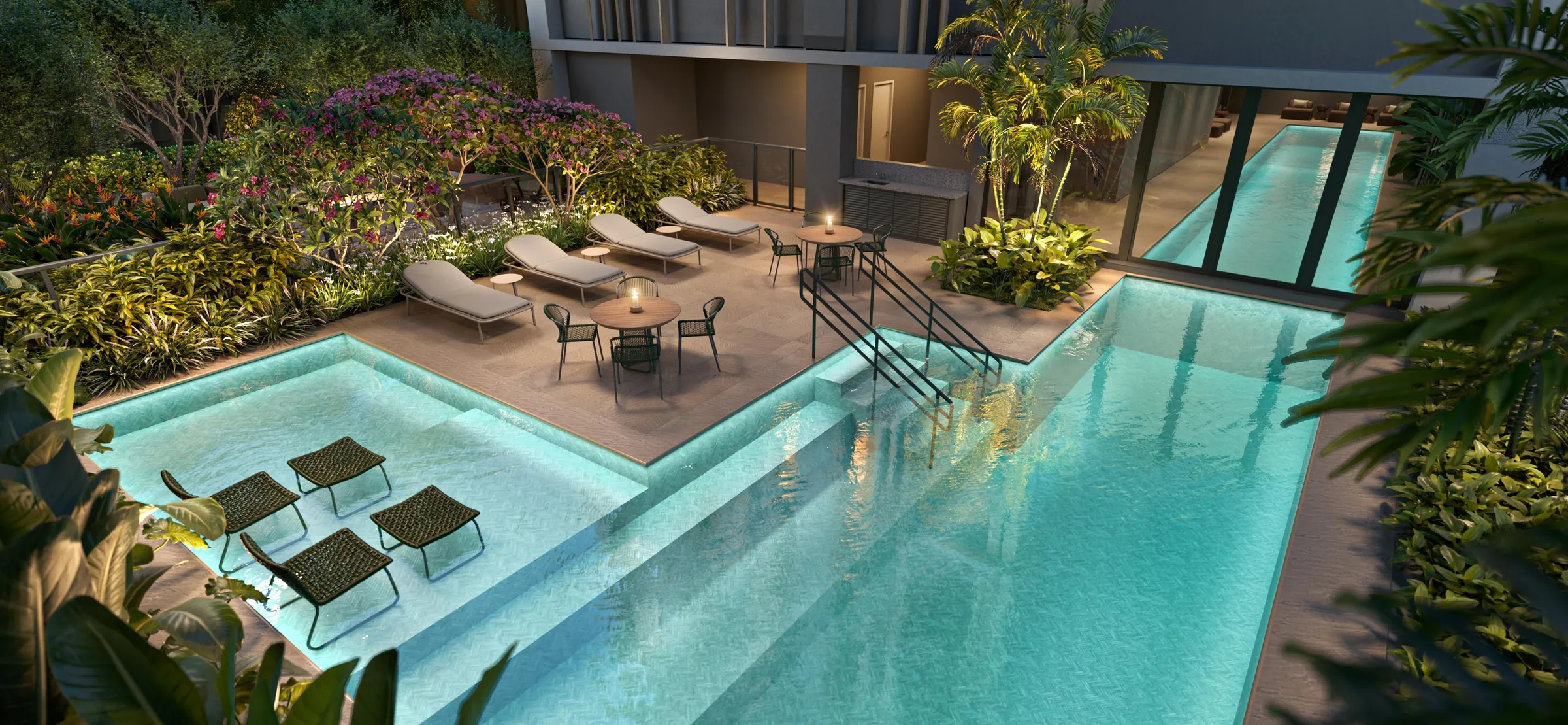 Fraiha Ybirá Jurupis, Aqua Pavilion com piscina adulto, piscina infantil e prainha no 1º pavimento, curadoria iApartamentos, Moema