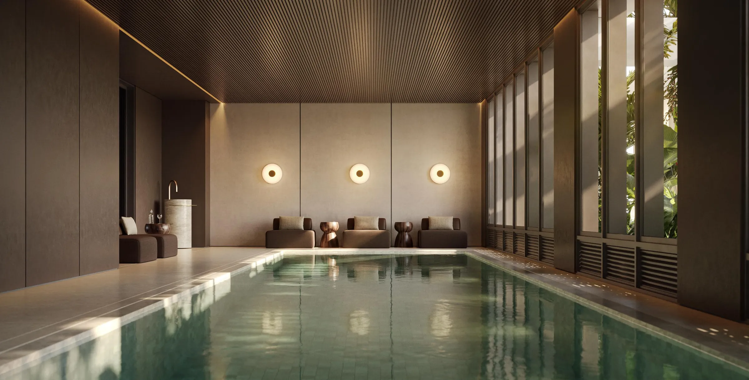 Fraiha Ybirá Jurupis, Performance Pool coberta com 20 m de comprimento no Wellness Therapy Center, curadoria iApartamentos, Moema