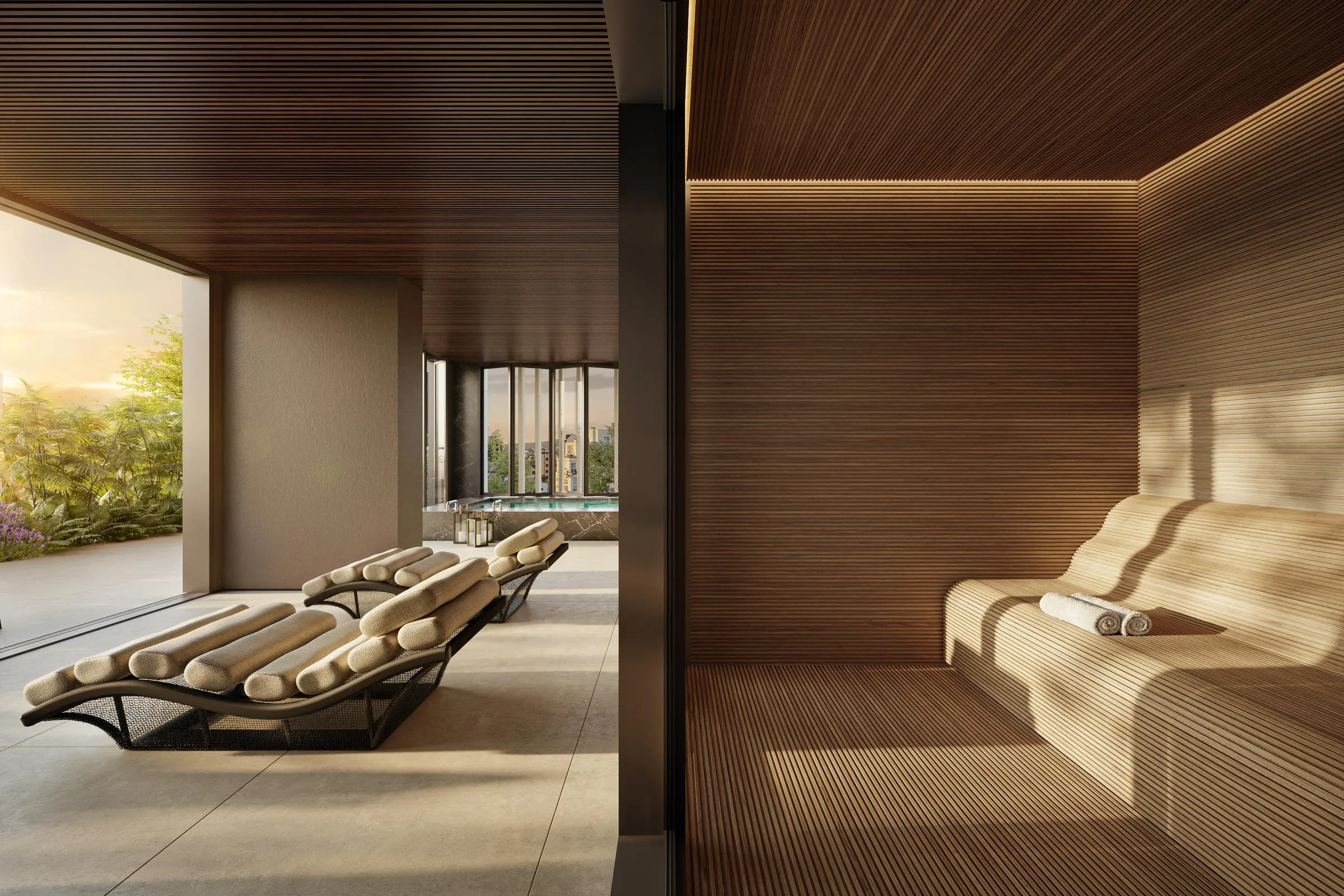 Fraiha Ybirá Jurupis, Quiet Lounge e sauna finlandesa no Wellness Therapy Center, curadoria iApartamentos, Moema